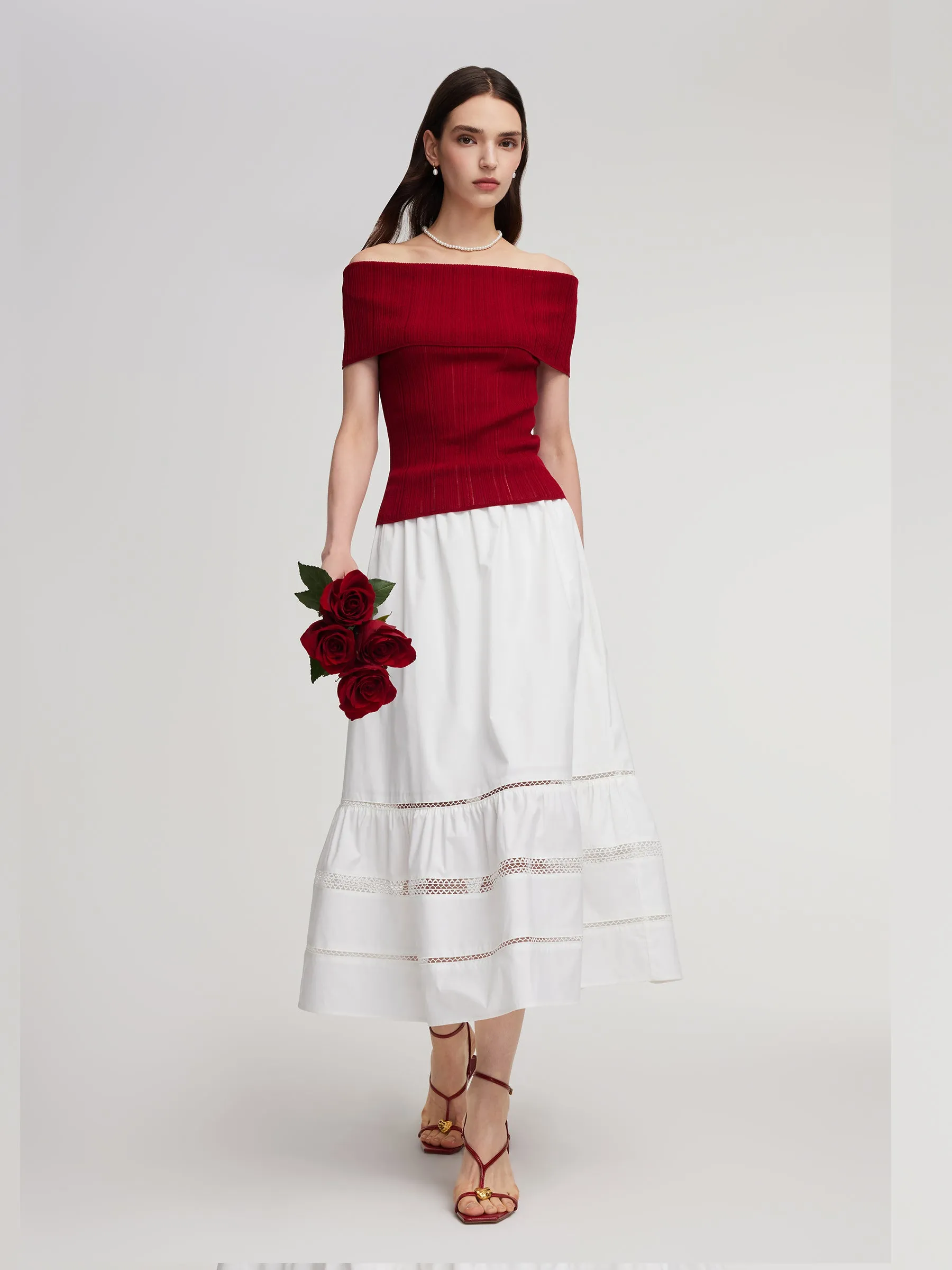 Tencel Blend Off Shoulder Women Knit Top sold by Goelia product image thumbnail 2