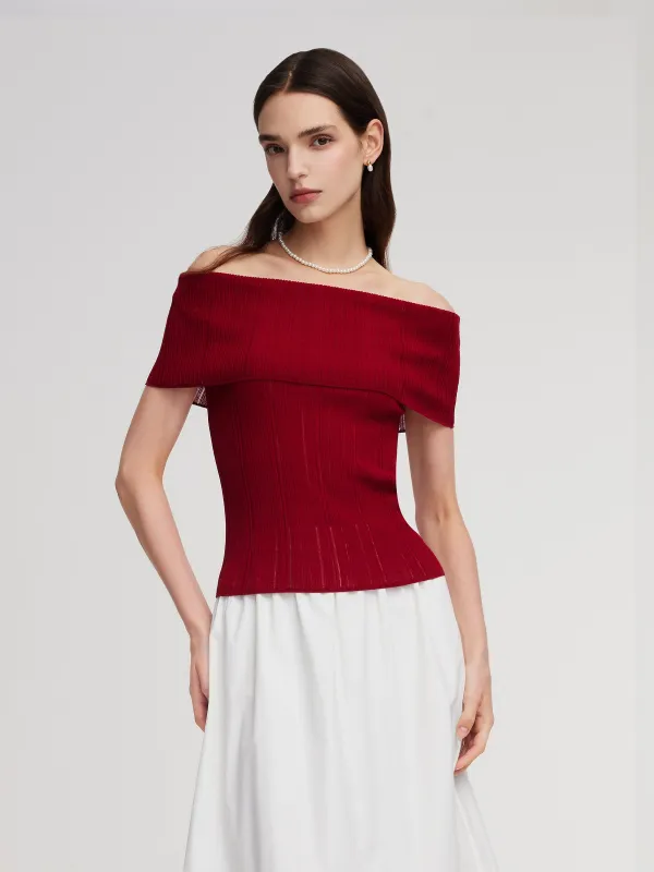 Tencel Blend Off Shoulder Women Knit Top sold by Goelia