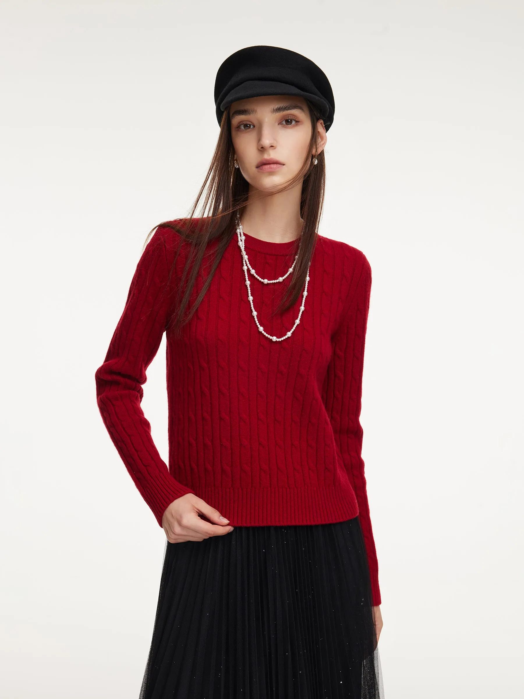 100% Wool Cable Knit Women Sweater sold by Goelia product image thumbnail 2