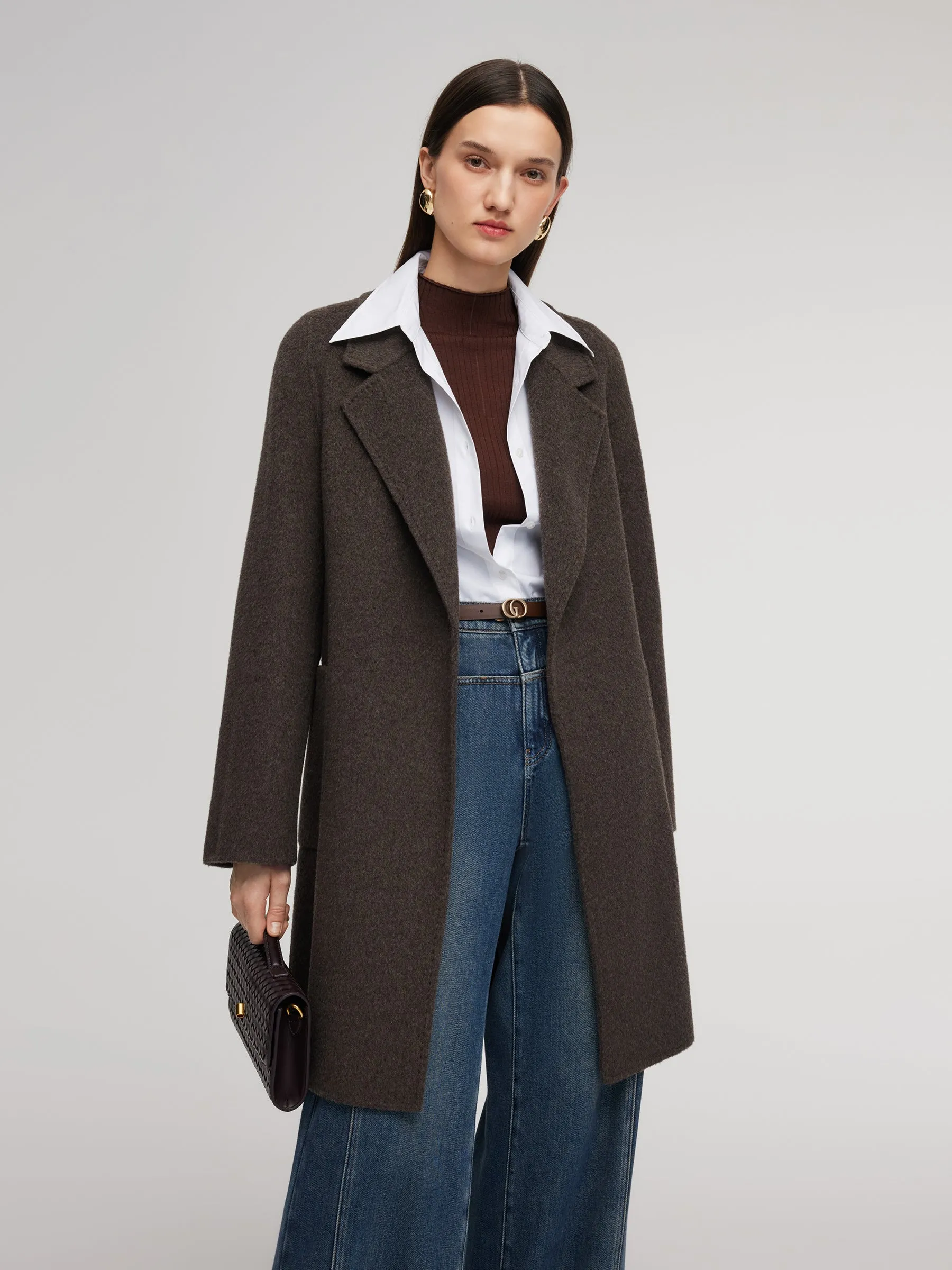 Camel Hair Wool Blend Double-Faced Women Wrap Coat sold by Goelia product image thumbnail 5