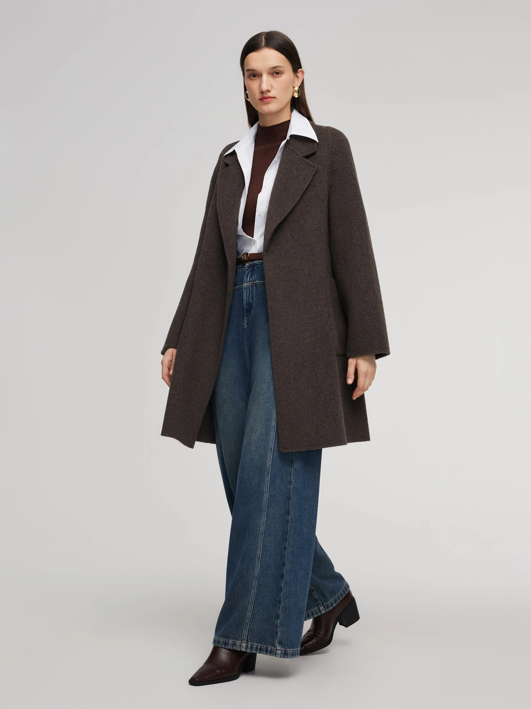 Camel Hair Wool Blend Double-Faced Women Wrap Coat sold by Goelia product image thumbnail 4