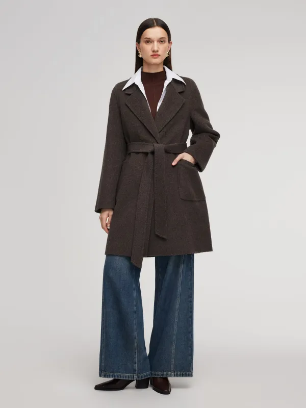 Camel Hair Wool Blend Double-Faced Women Wrap Coat sold by Goelia