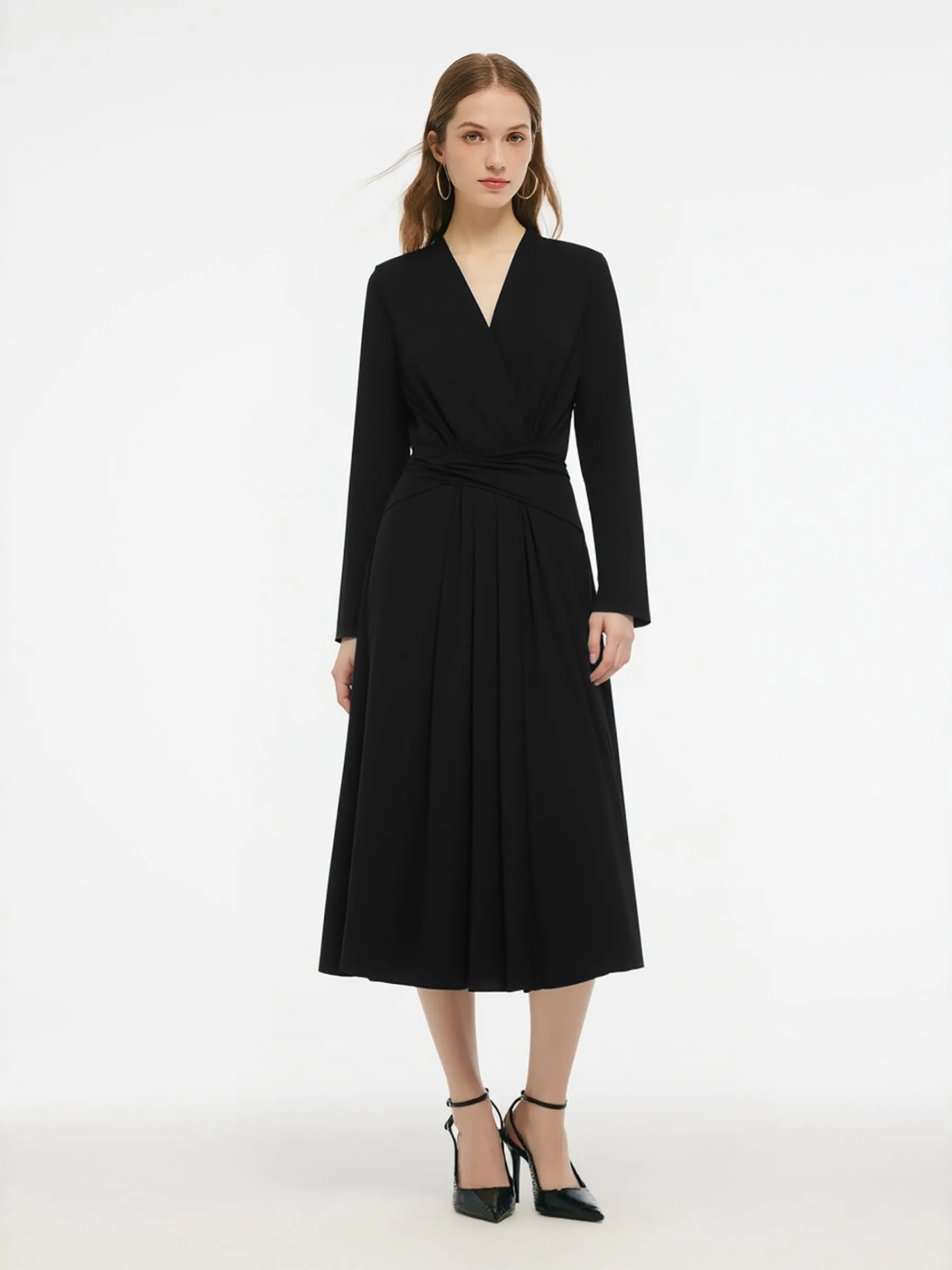 Tencel Blend Tie Back Gathered Waist Women Knit Maxi Dress sold by Goelia