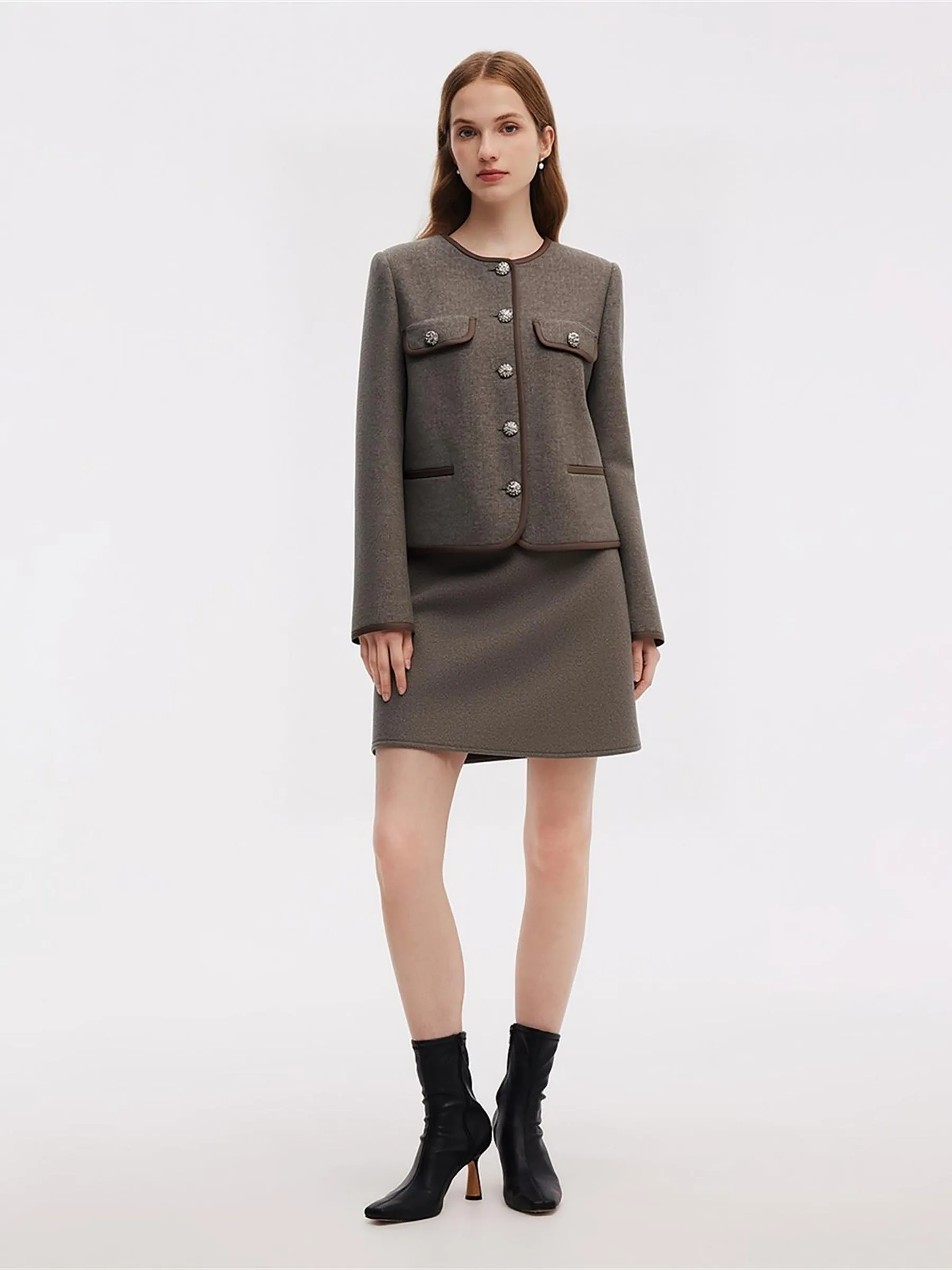 Washable Wool Single-Breasted Women Cropped Jacket sold by Goelia product image thumbnail 2