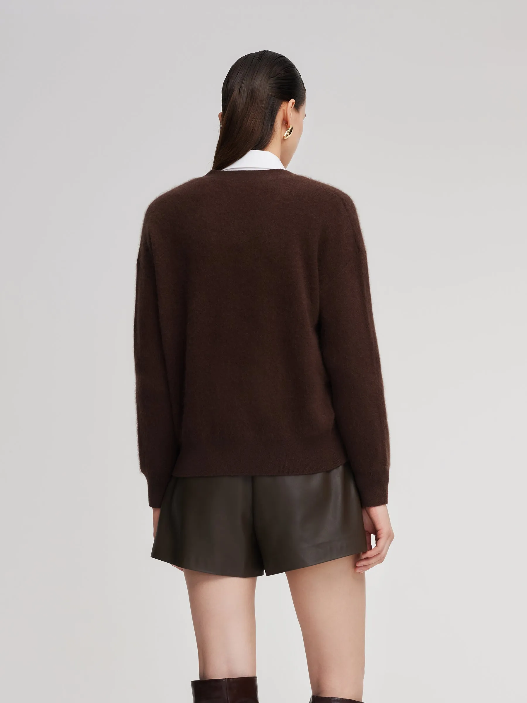 100% Brushed Wool V-Neck Women Cardigan sold by Goelia product image thumbnail 3