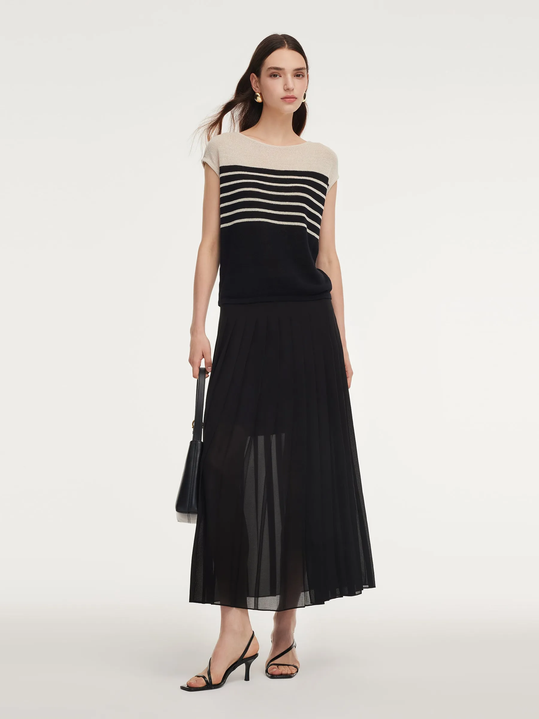 Linen Cotton Blend Stripe Color Block Women Knit Top sold by Goelia product image thumbnail 2