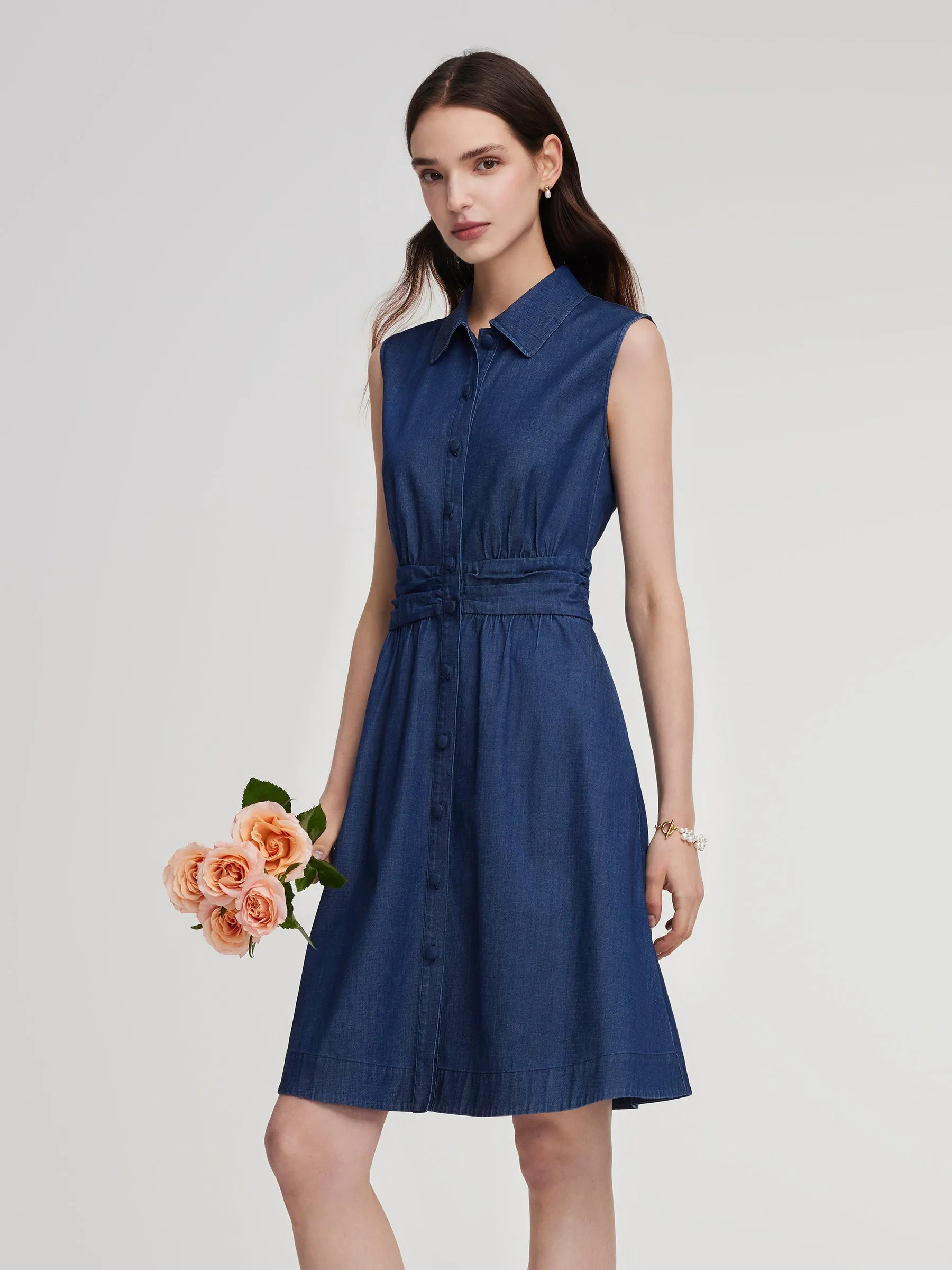 Denim A-Line Sleeveless Women Mini Dress sold by Goelia product image thumbnail 4