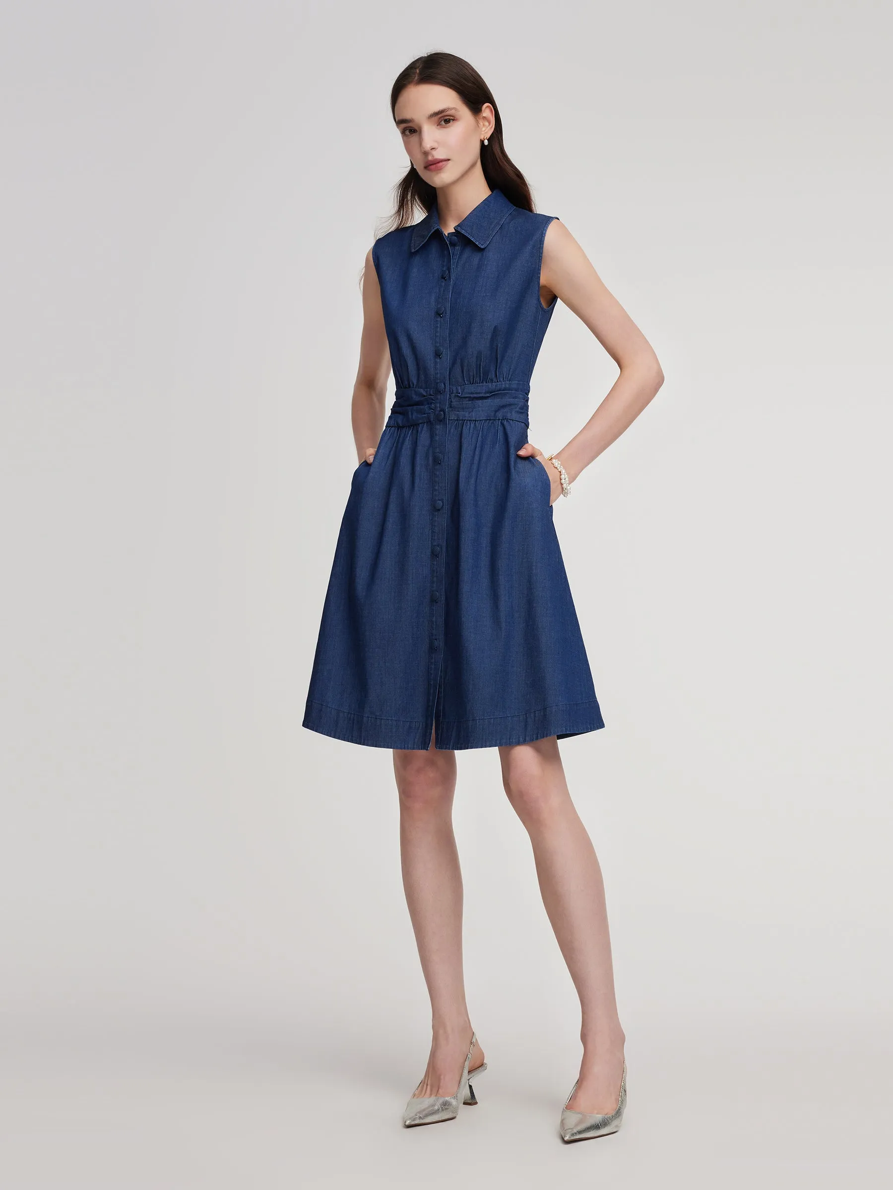 Denim A-Line Sleeveless Women Mini Dress sold by Goelia product image thumbnail 2