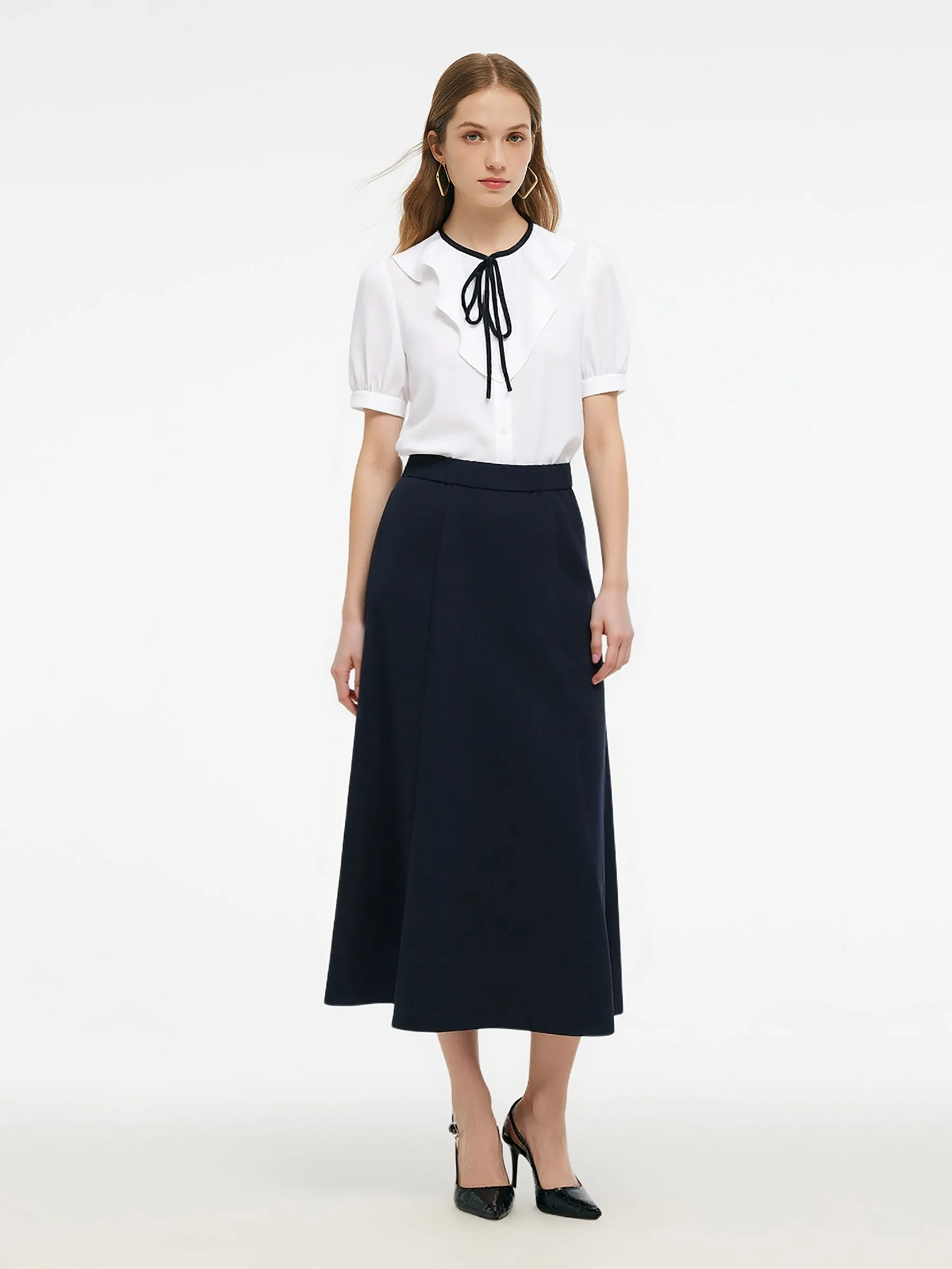 Acetate Blend Shirt And Mermaid Skirt Two-Piece Set sold by Goelia