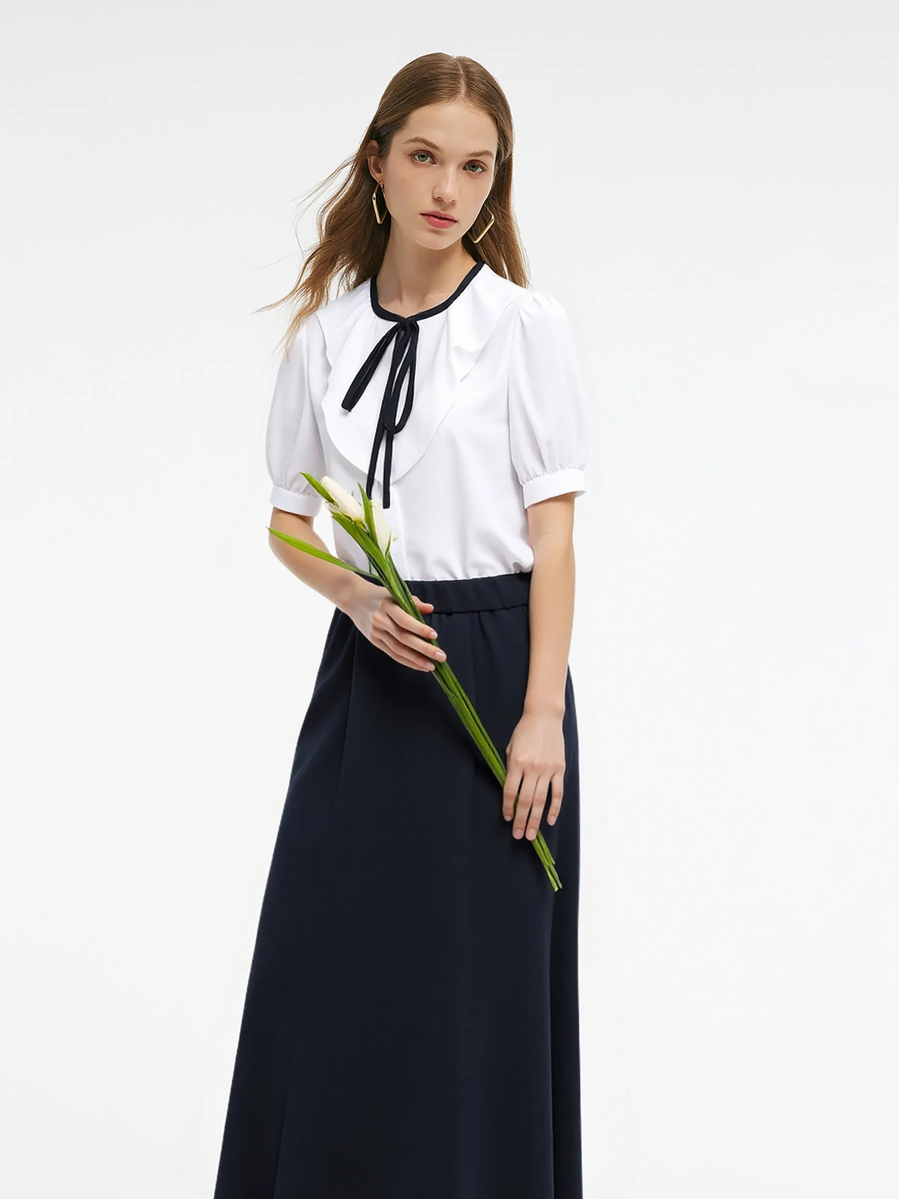Acetate Blend Shirt And Mermaid Skirt Two-Piece Set sold by Goelia product image thumbnail 3