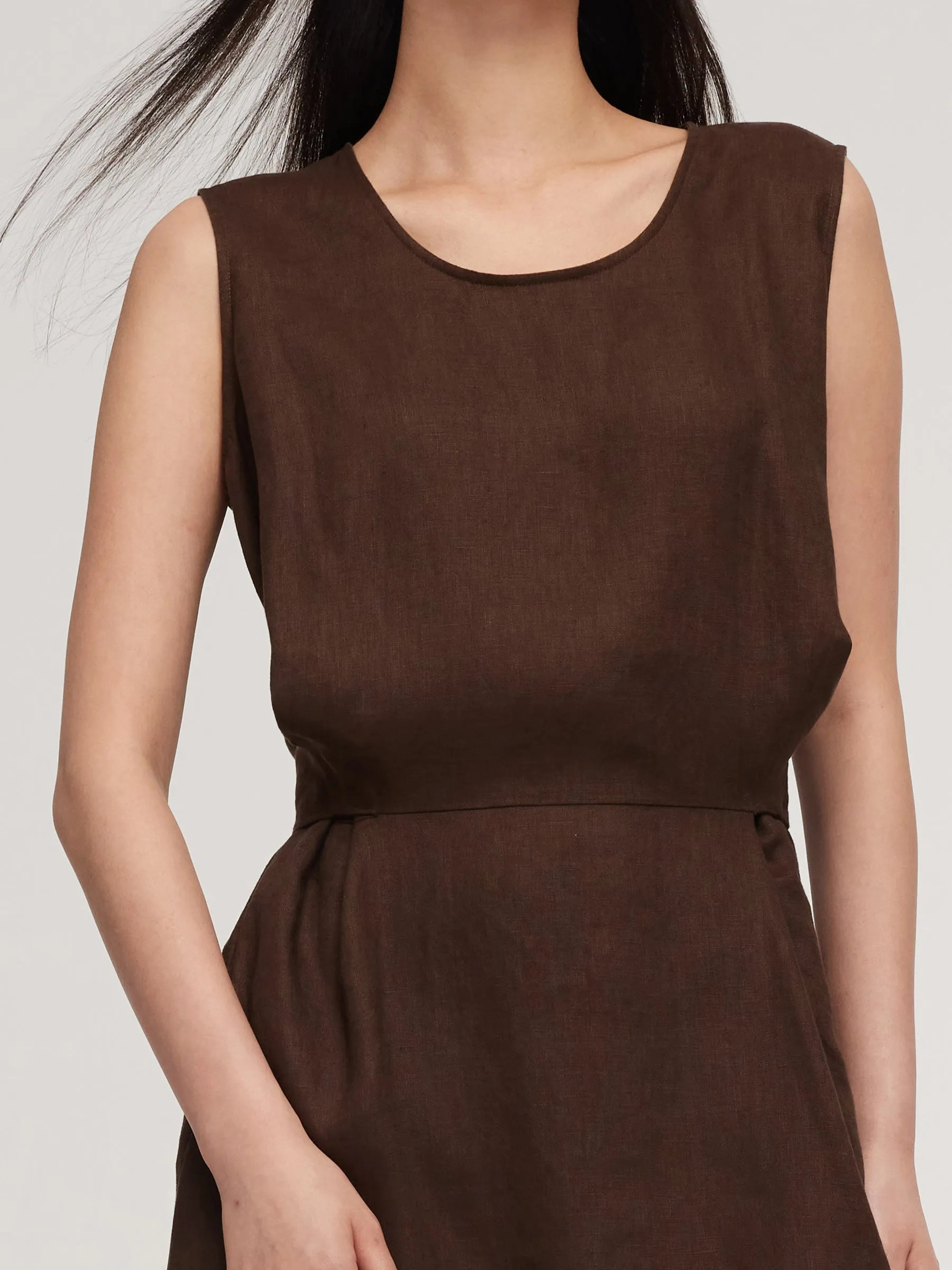 100% Linen Twist Front Women Sleeveless Maxi Dress sold by Goelia product image thumbnail 5