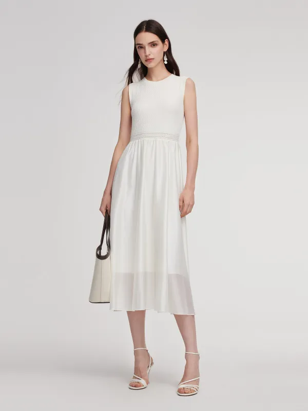 Patchwork Round Neck Sleeveless Women Maxi Dress With Scrunchie sold by Goelia