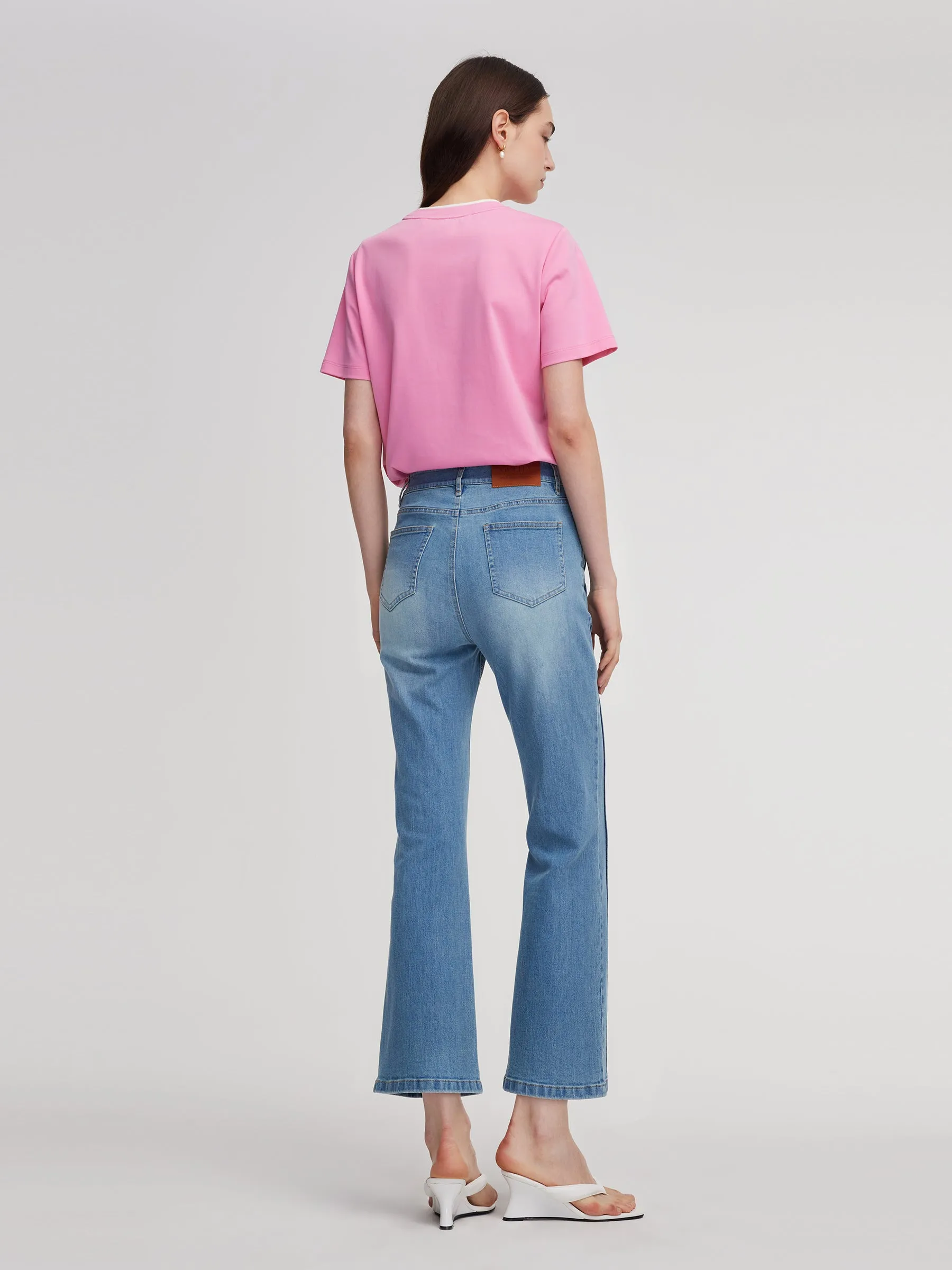 Denim Adjustable Waist Micro-Flared Women Ankle Length Jeans sold by Goelia product image thumbnail 4