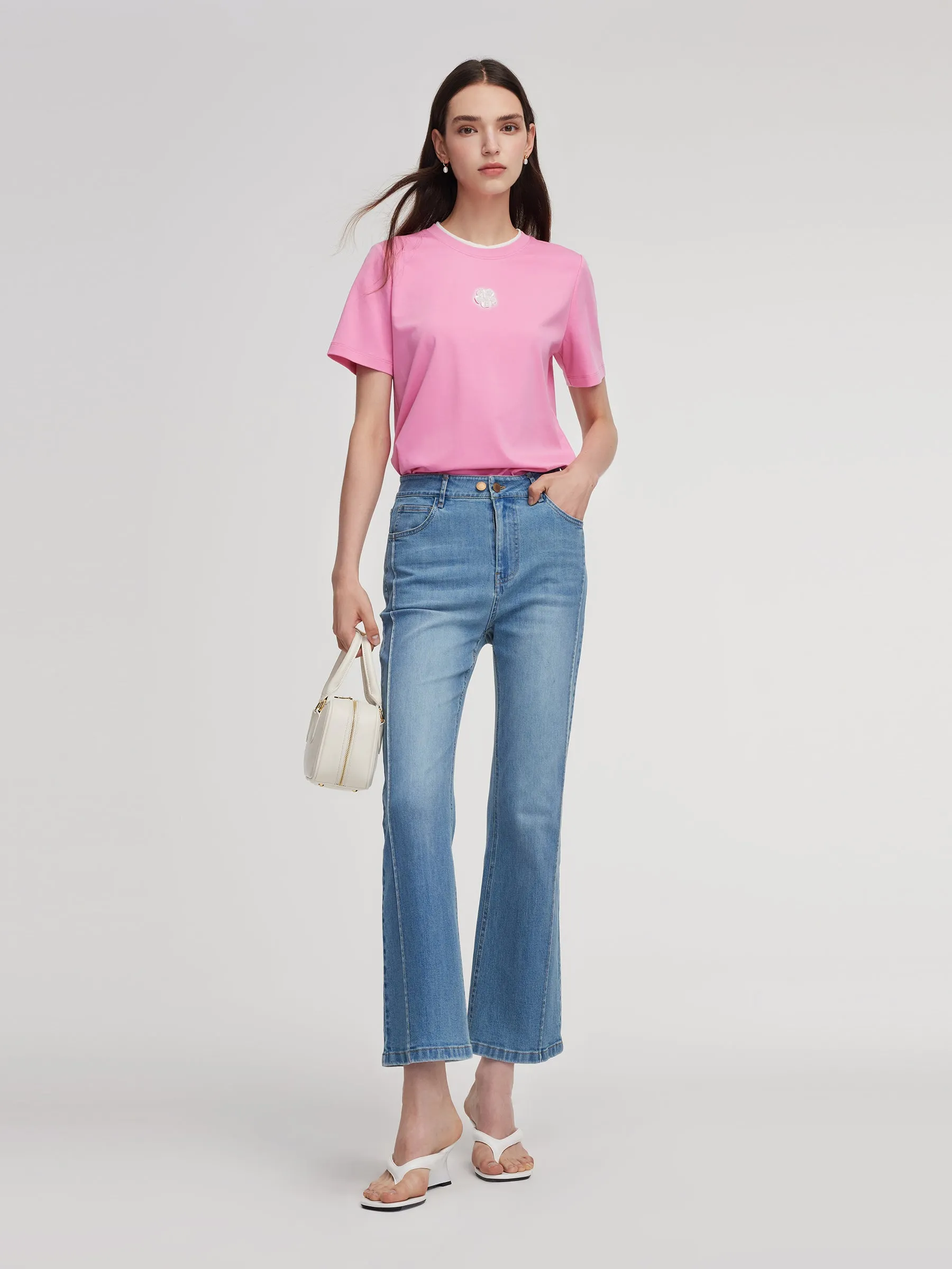 Denim Adjustable Waist Micro-Flared Women Ankle Length Jeans sold by Goelia product image thumbnail 2