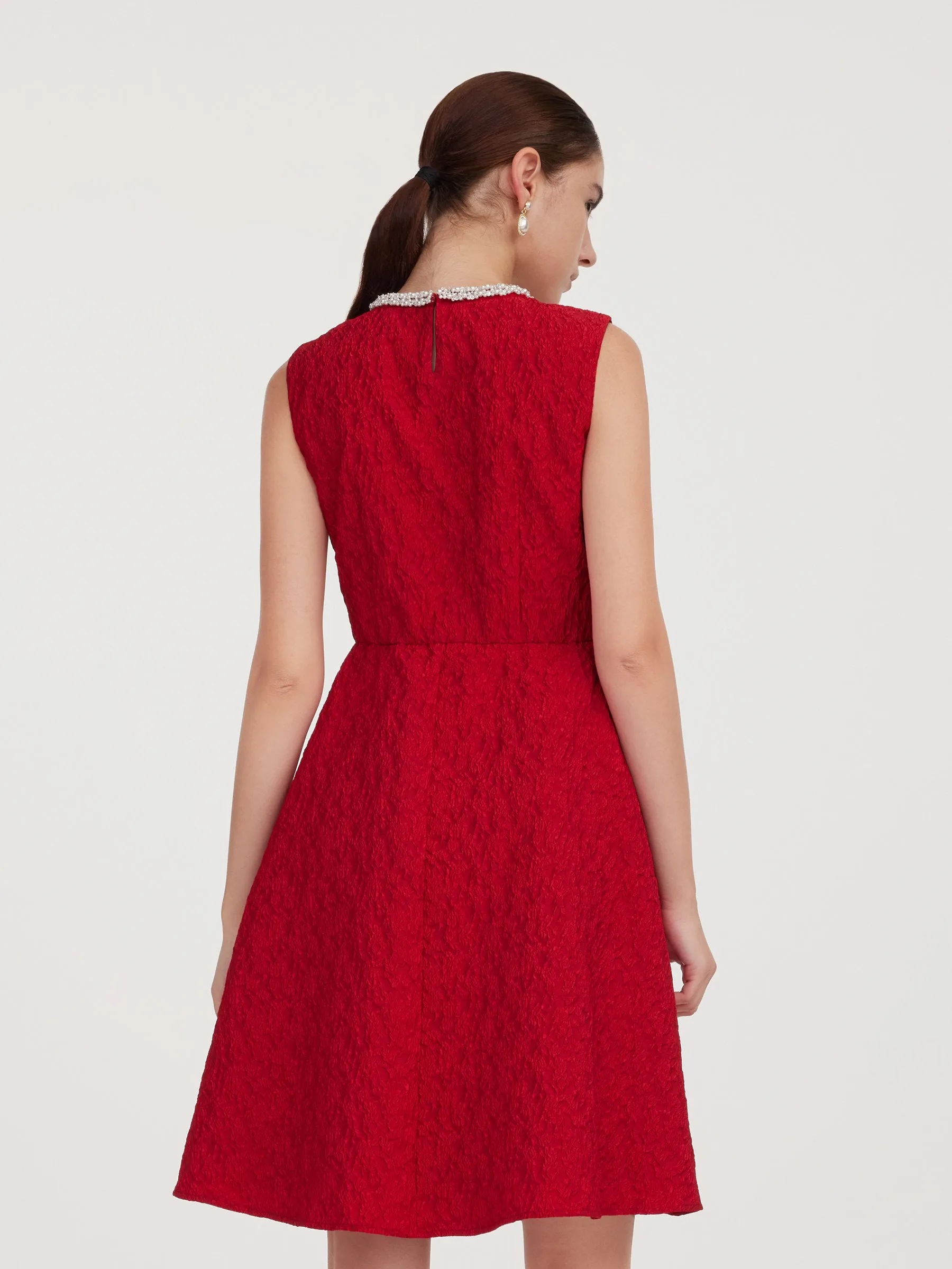 Jacquard Beaded Round Neck Women Sleeveless Mini Dress sold by Goelia product image thumbnail 3