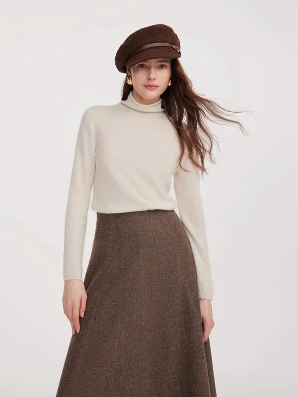 100% Cashmere Seamless Turtleneck Women Knit Top sold by Goelia