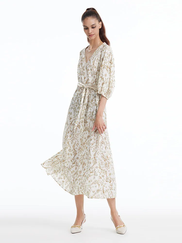 Floral Print V-neck Puff Sleeve Maxi Dress sold by Goelia product image thumbnail 3
