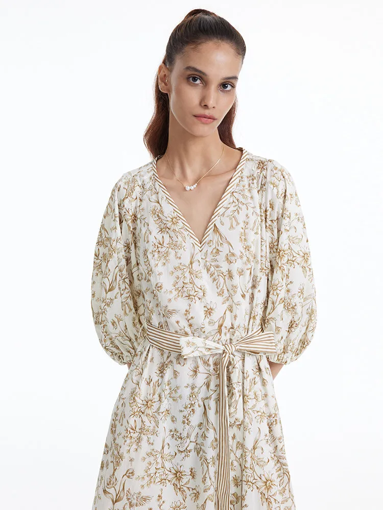 Floral Print V-neck Puff Sleeve Maxi Dress sold by Goelia product image thumbnail 5