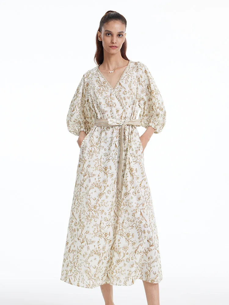 Floral Print V-neck Puff Sleeve Maxi Dress sold by Goelia product image thumbnail 2