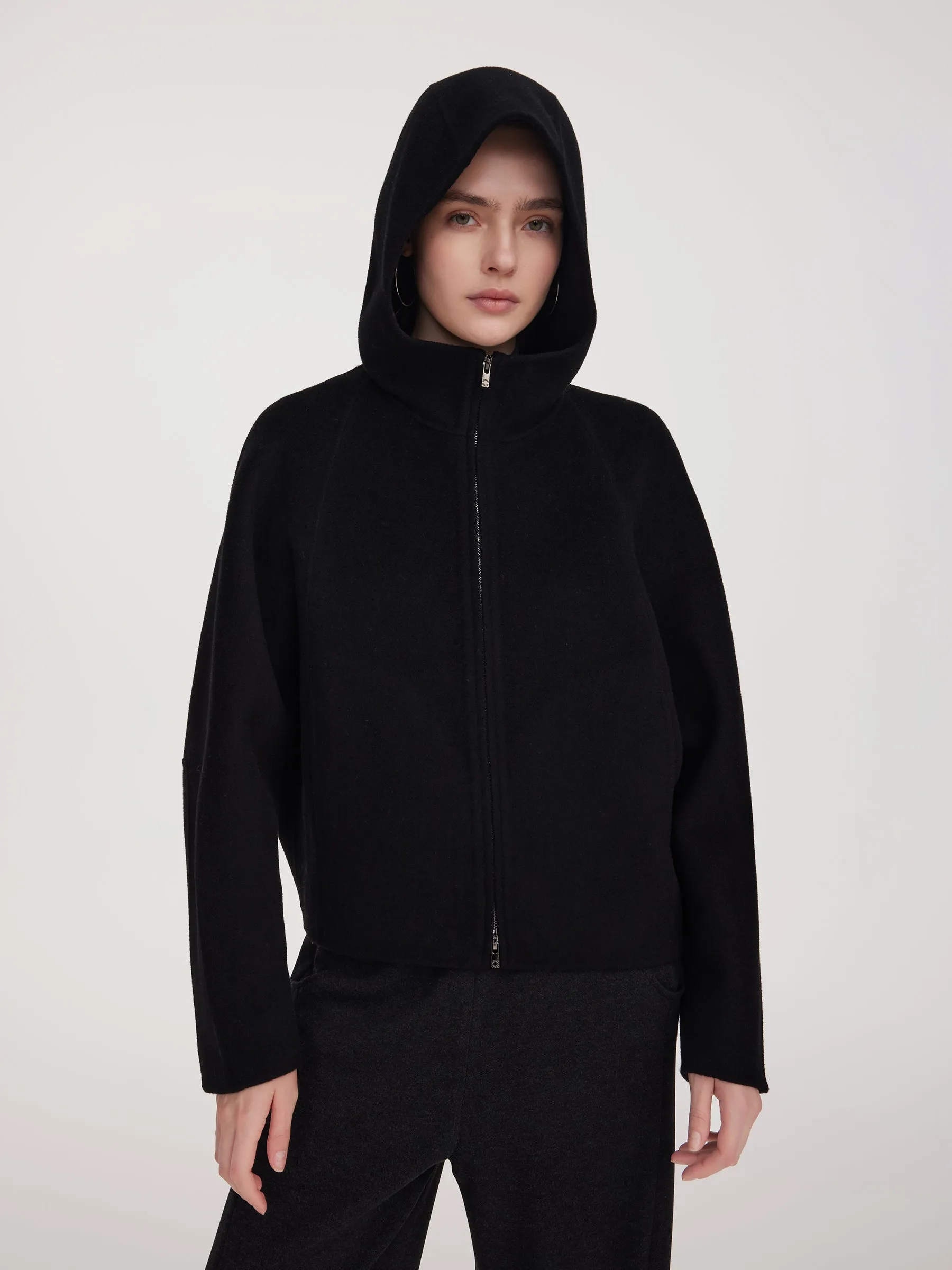 Tencel Wool Blend Double-Faced Hooded Women Jacket sold by Goelia product image thumbnail 3