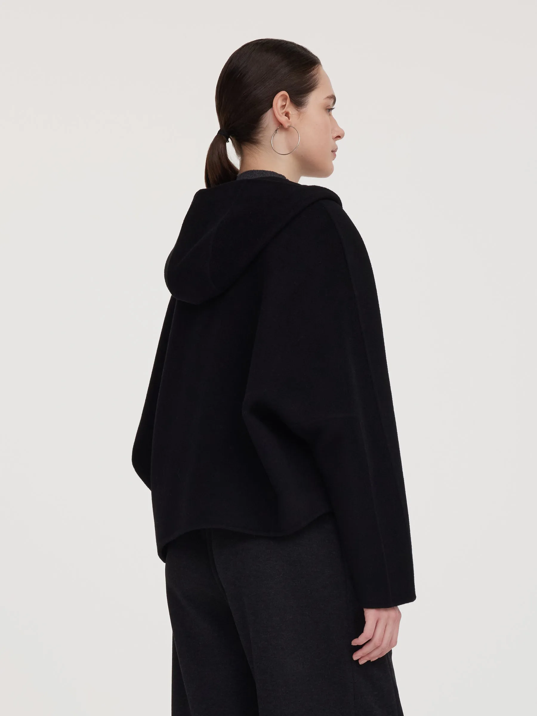 Tencel Wool Blend Double-Faced Hooded Women Jacket sold by Goelia product image thumbnail 4