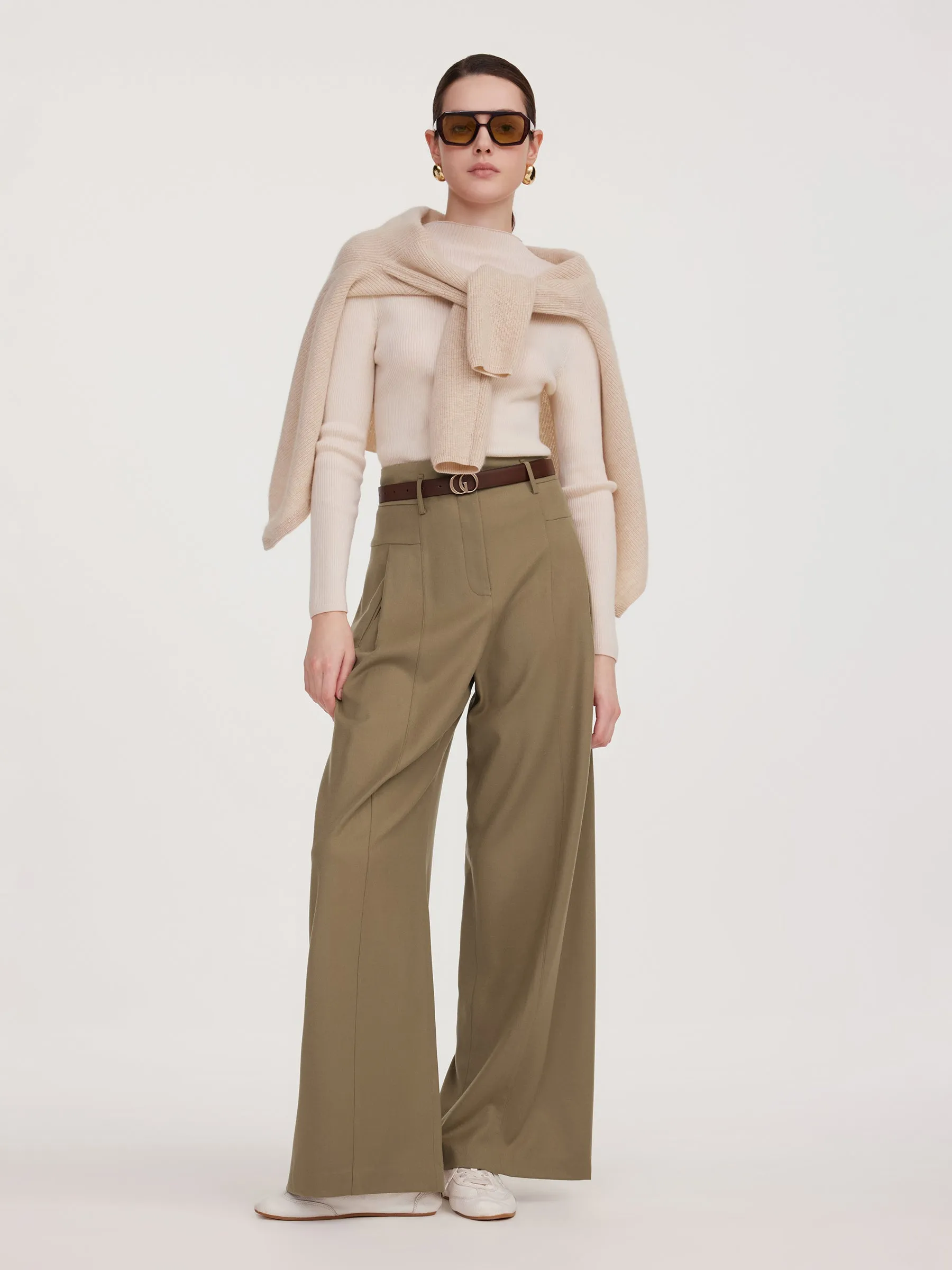 Cashmere Wool Blend Women Wide Leg Pants sold by Goelia product image thumbnail 3