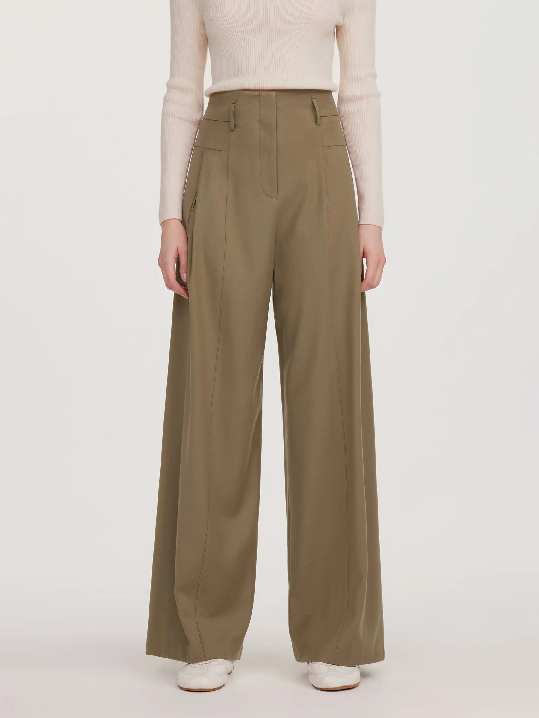Cashmere Wool Blend Women Wide Leg Pants sold by Goelia