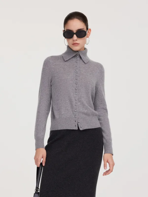[Preview] 100% Cashmere Folded Collar Women Cardigan sold by Goelia