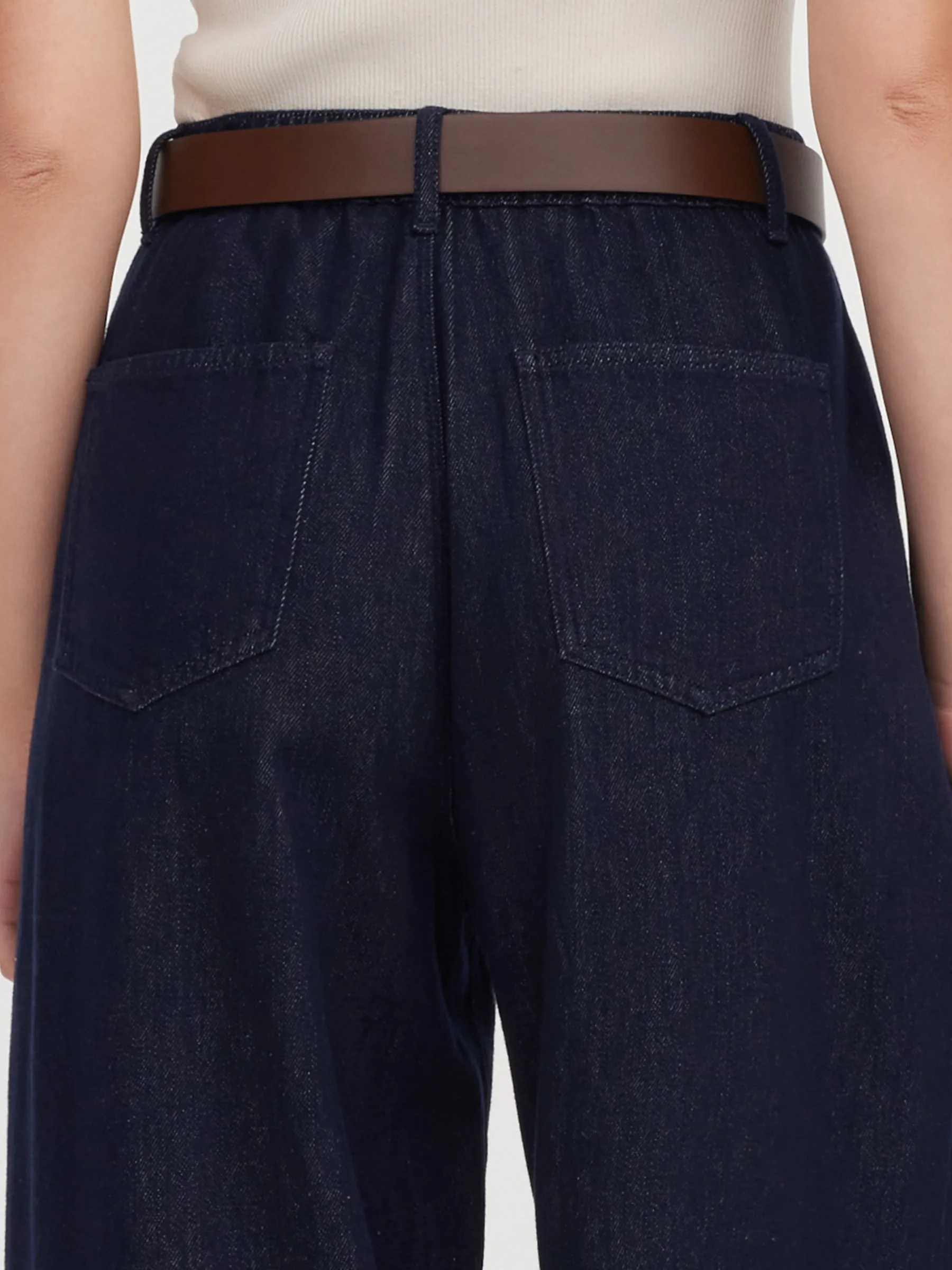 100% Cotton Denim Wide Leg Women Jeans With GO Letter Belt sold by Goelia product image thumbnail 5