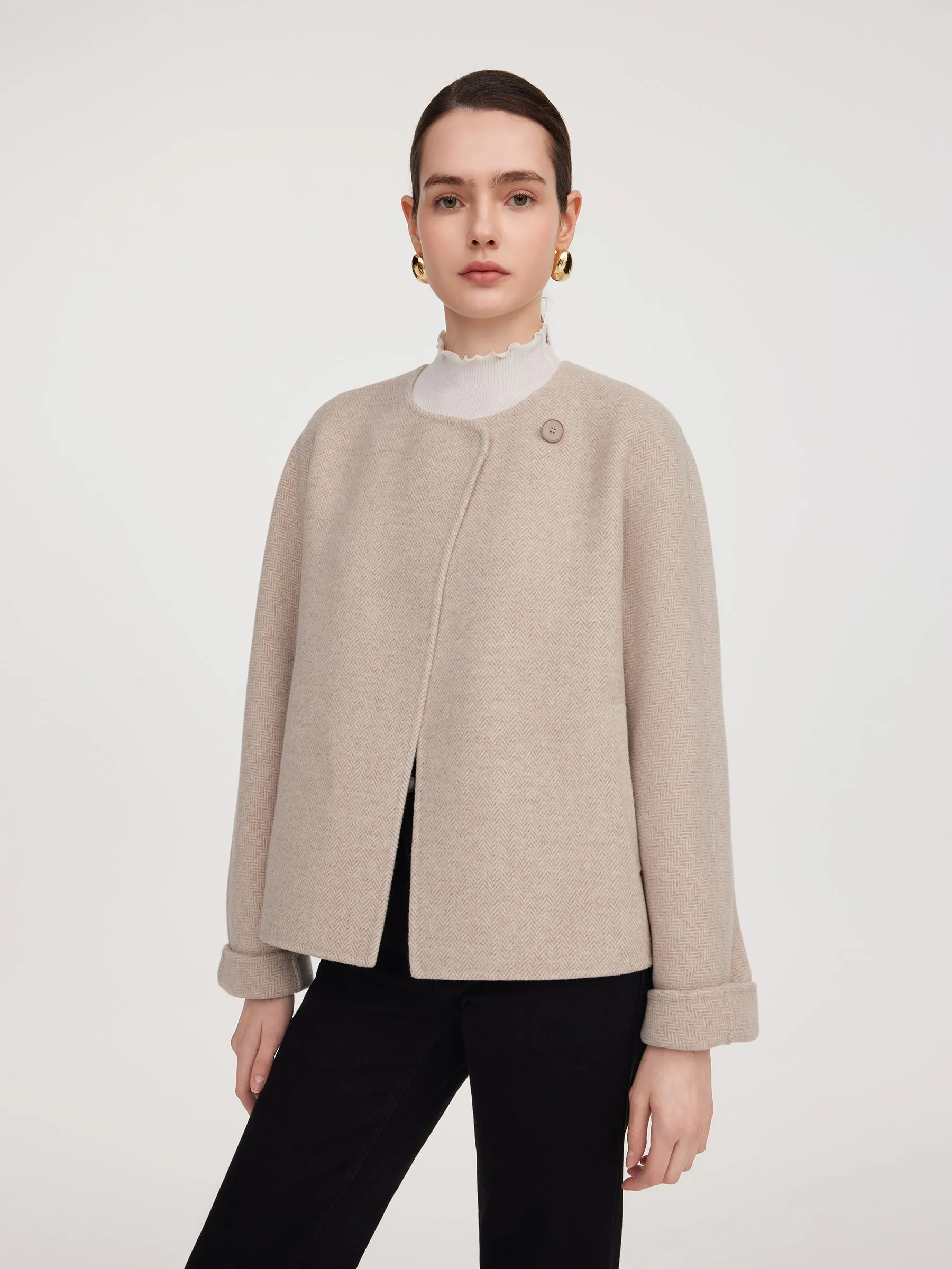 Cashmere Wool Blend Double-Faced Women Jacket sold by Goelia