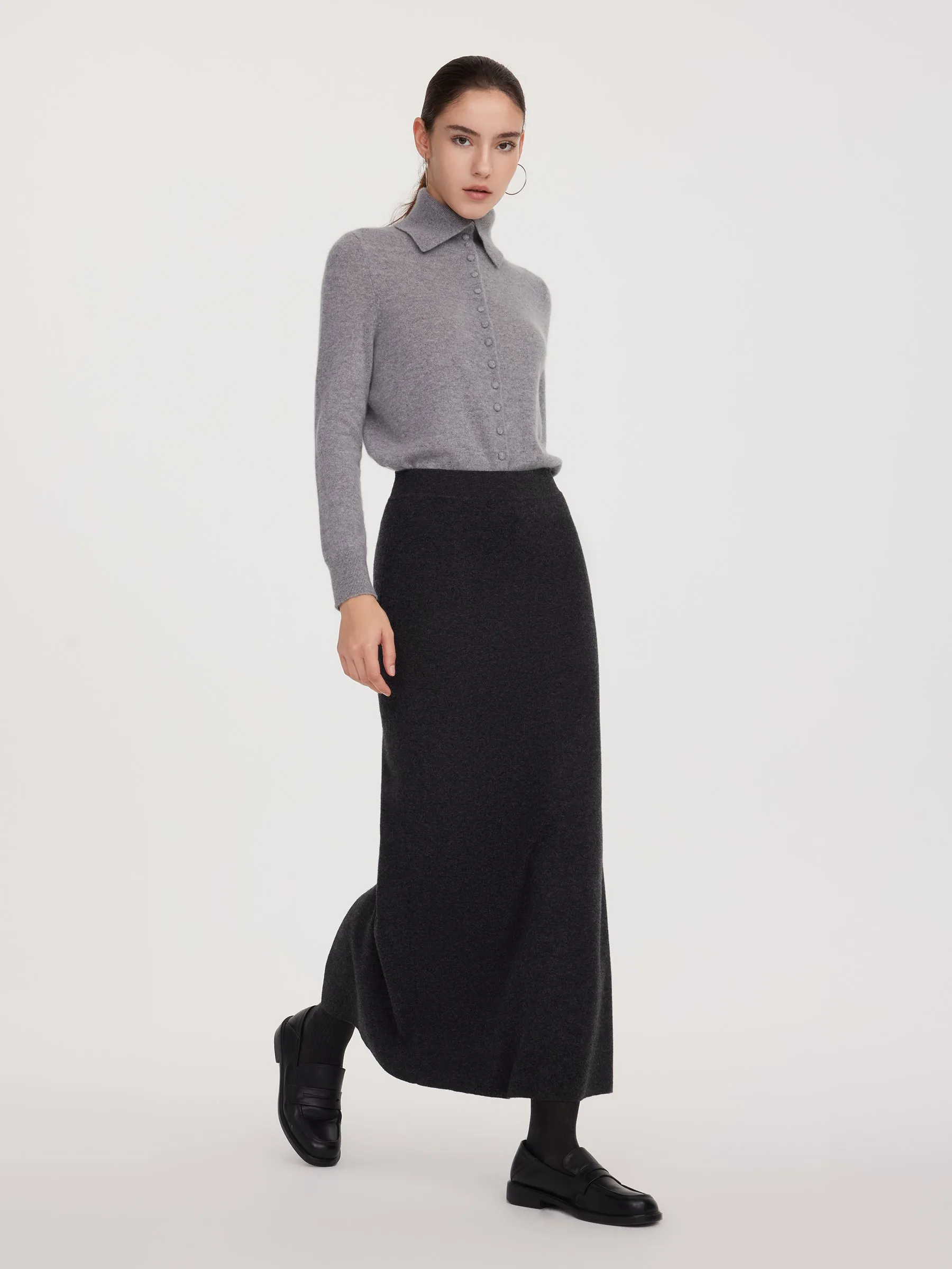 Wool Blend Back Slit Women Knit Skirt sold by Goelia product image thumbnail 5