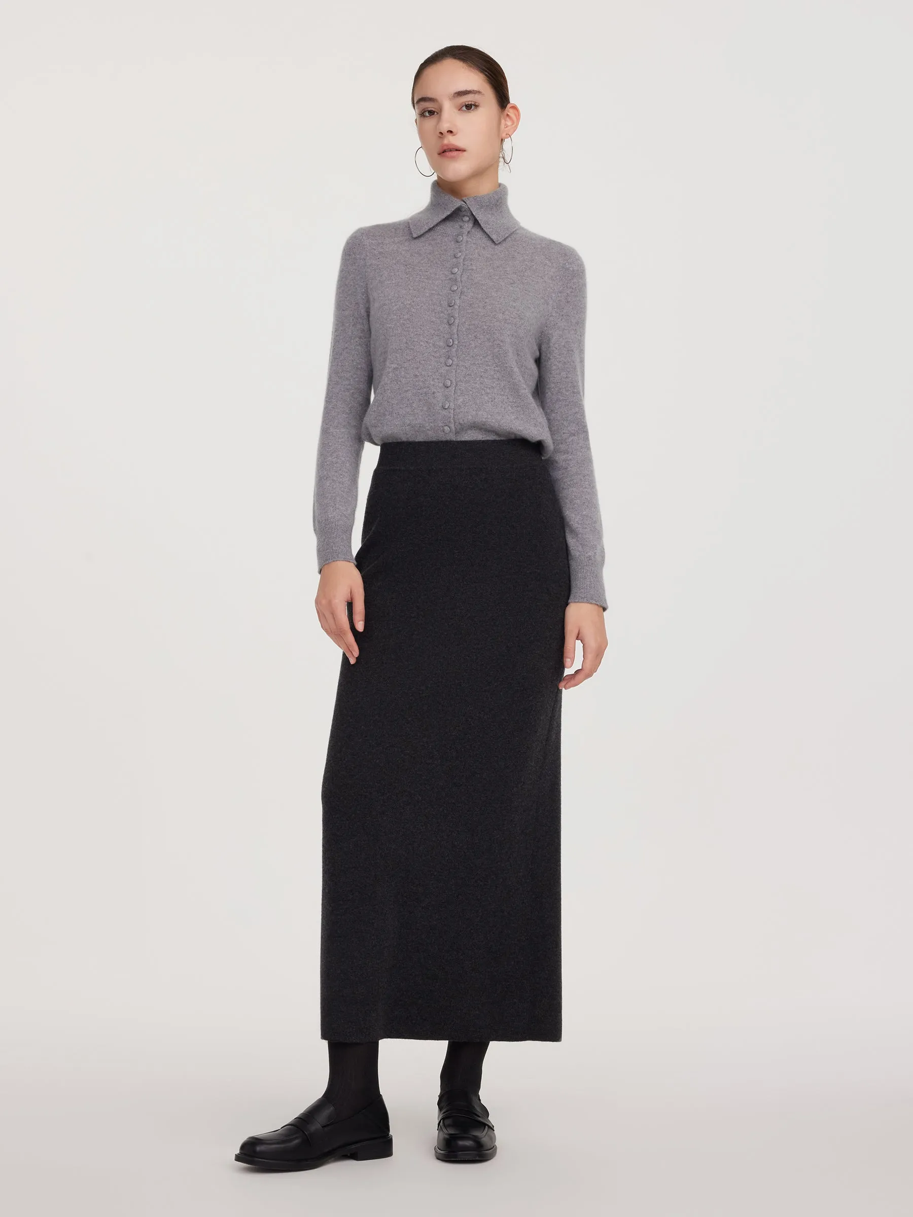 Wool Blend Back Slit Women Knit Skirt sold by Goelia product image thumbnail 3