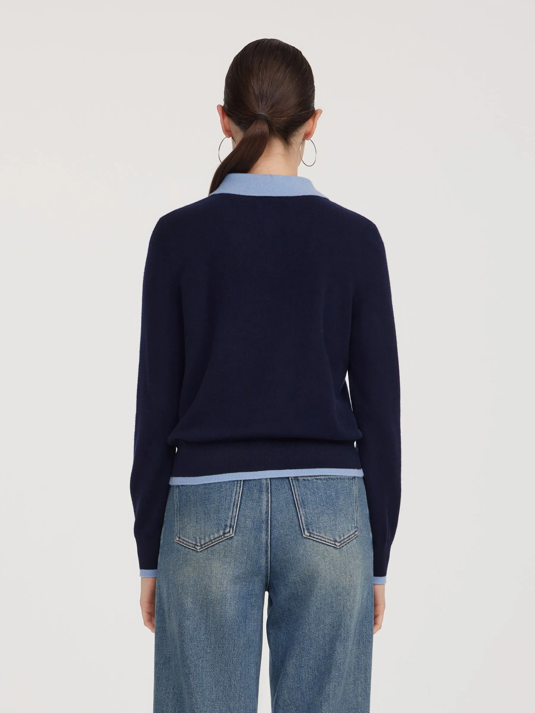 100% Wool Color Block Faux-Layered Women Sweater sold by Goelia product image thumbnail 4