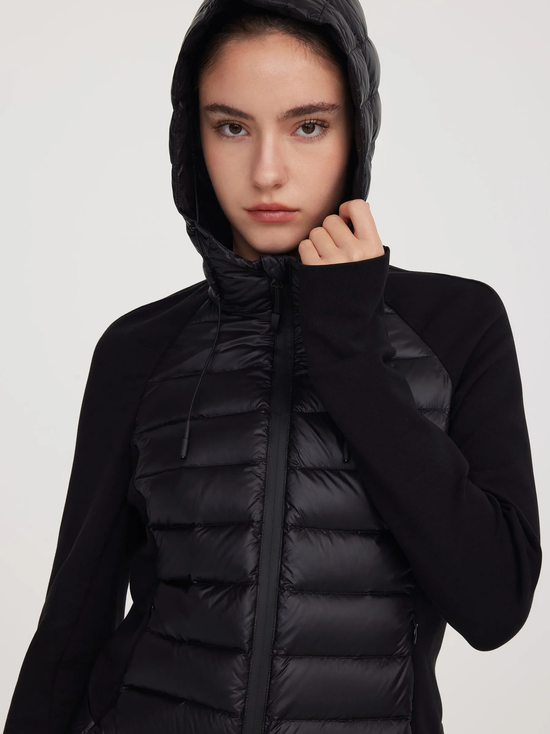 Patchwork Hooded Zip-Up Goose Down Jacket sold by Goelia product image thumbnail 5