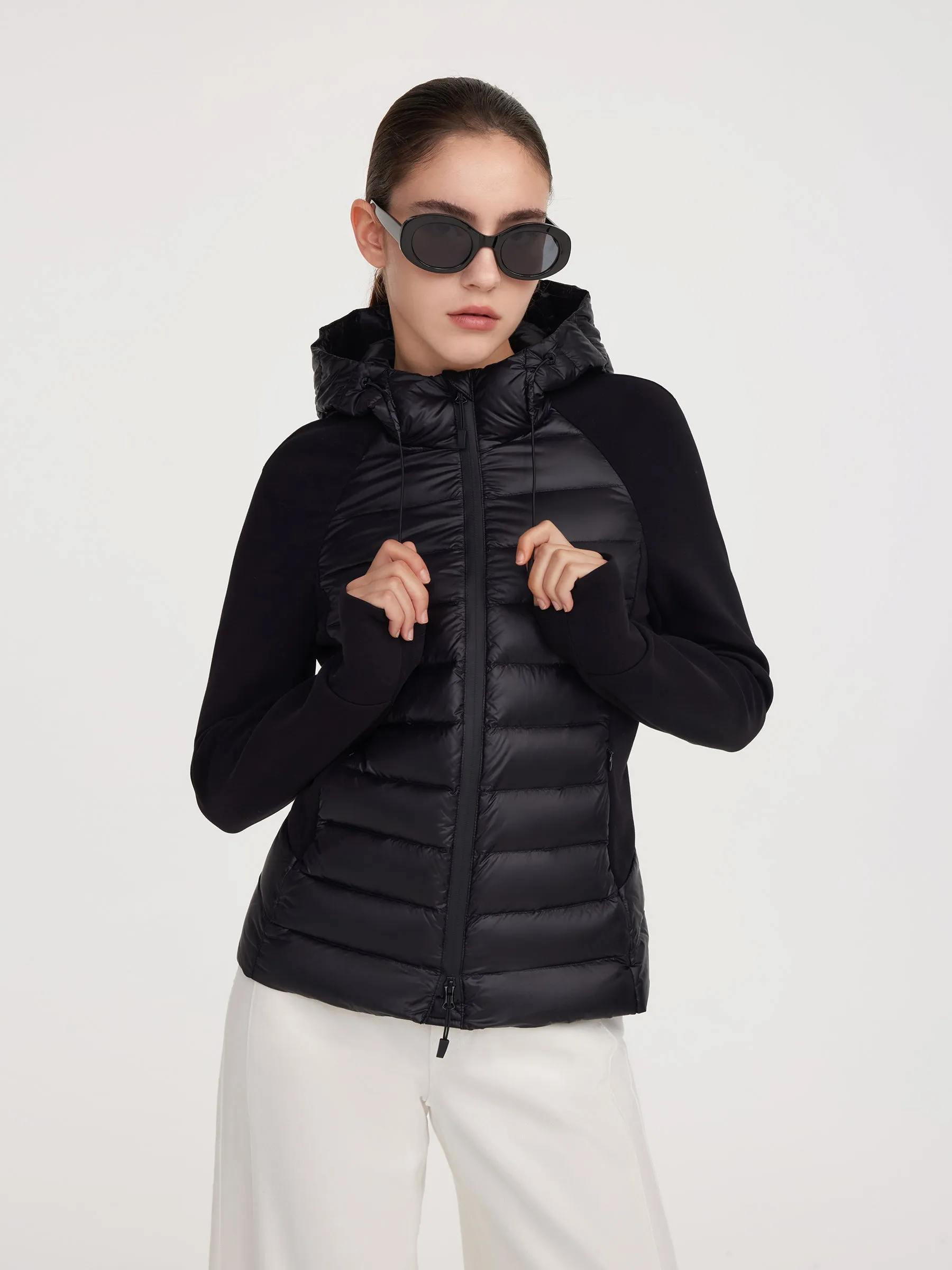 Patchwork Hooded Zip-Up Goose Down Jacket sold by Goelia product image thumbnail 2