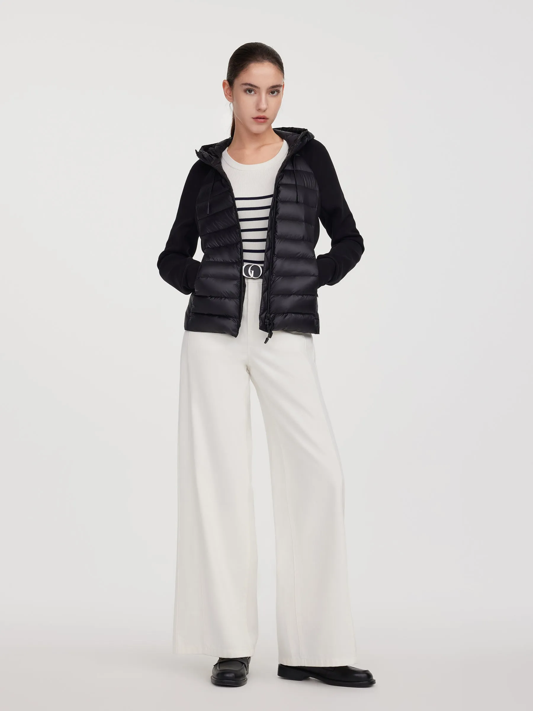 Patchwork Hooded Zip-Up Goose Down Jacket sold by Goelia product image thumbnail 3