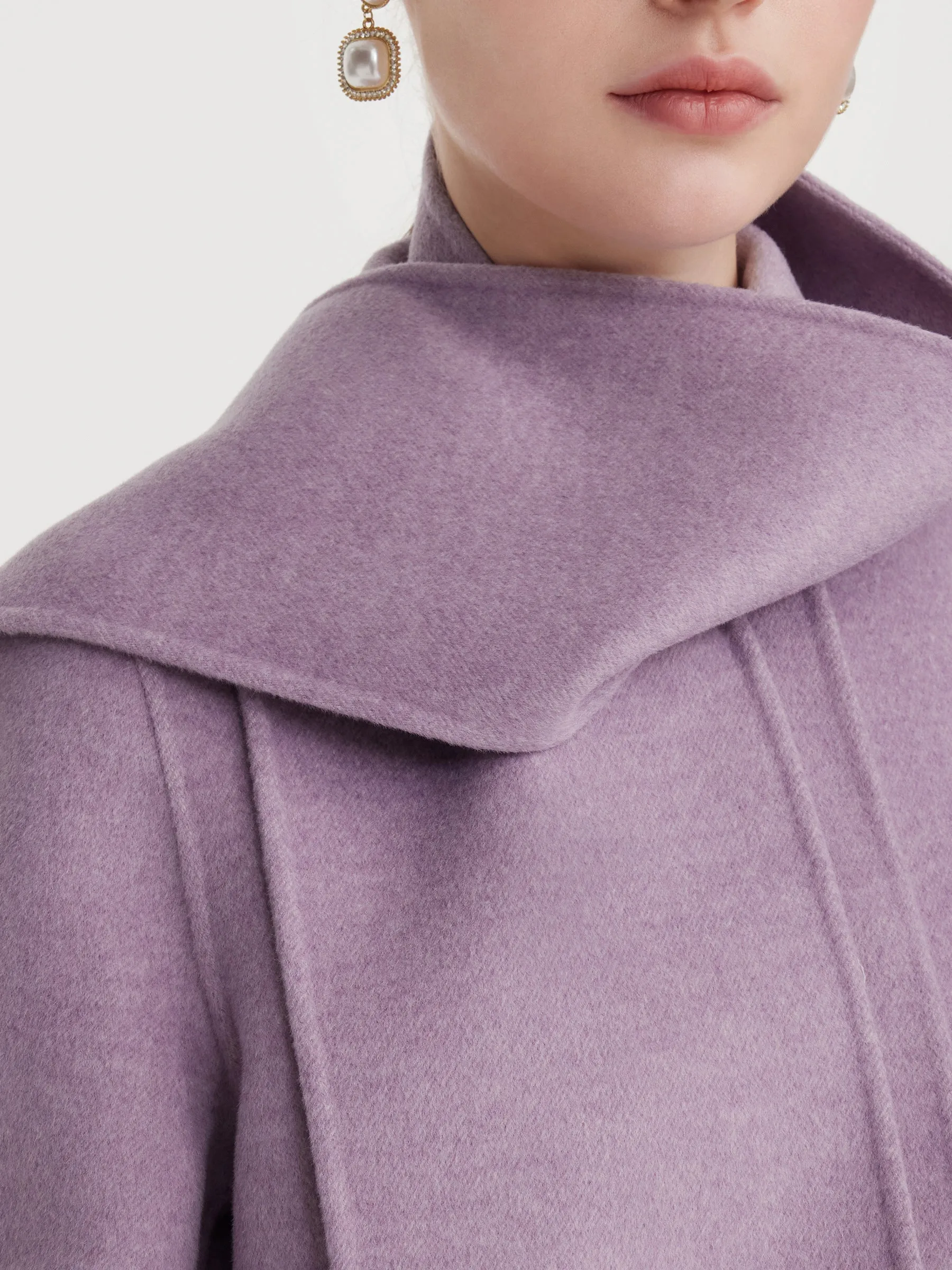 100% Wool Double-Faced Women Coat With Fringe Scarf sold by Goelia product image thumbnail 5