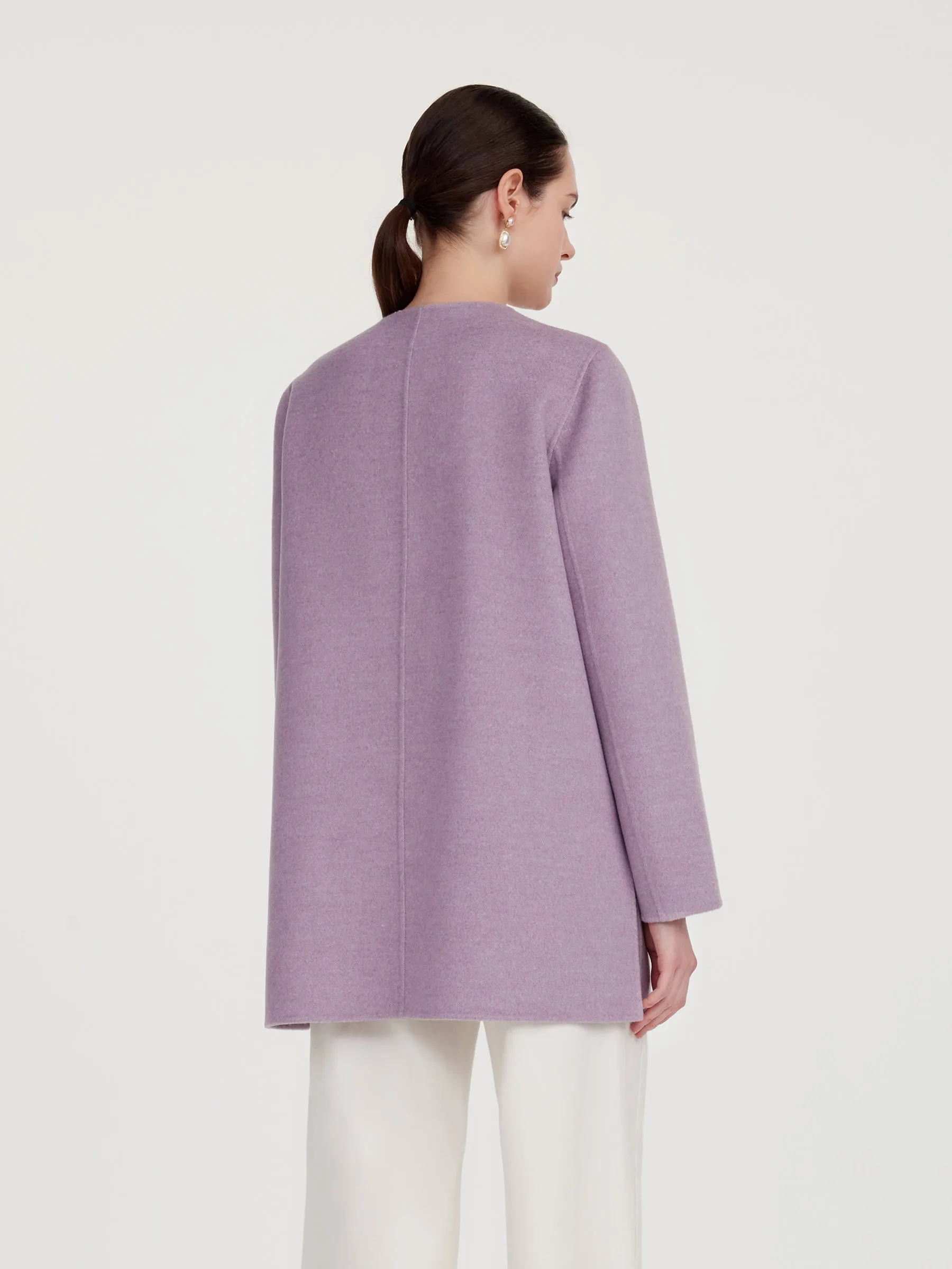 100% Wool Double-Faced Women Coat With Fringe Scarf sold by Goelia product image thumbnail 4