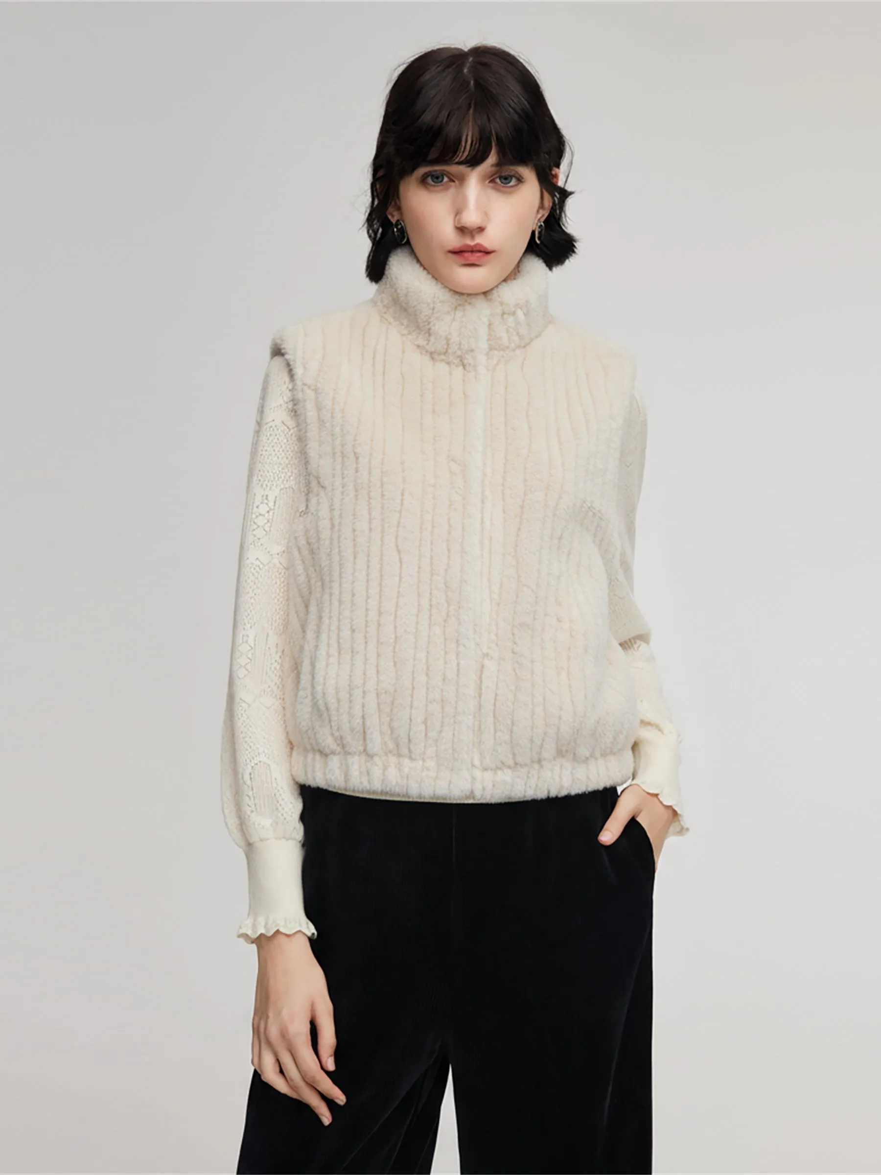 Eco-friendly Fur Button Up Women Vest sold by Goelia