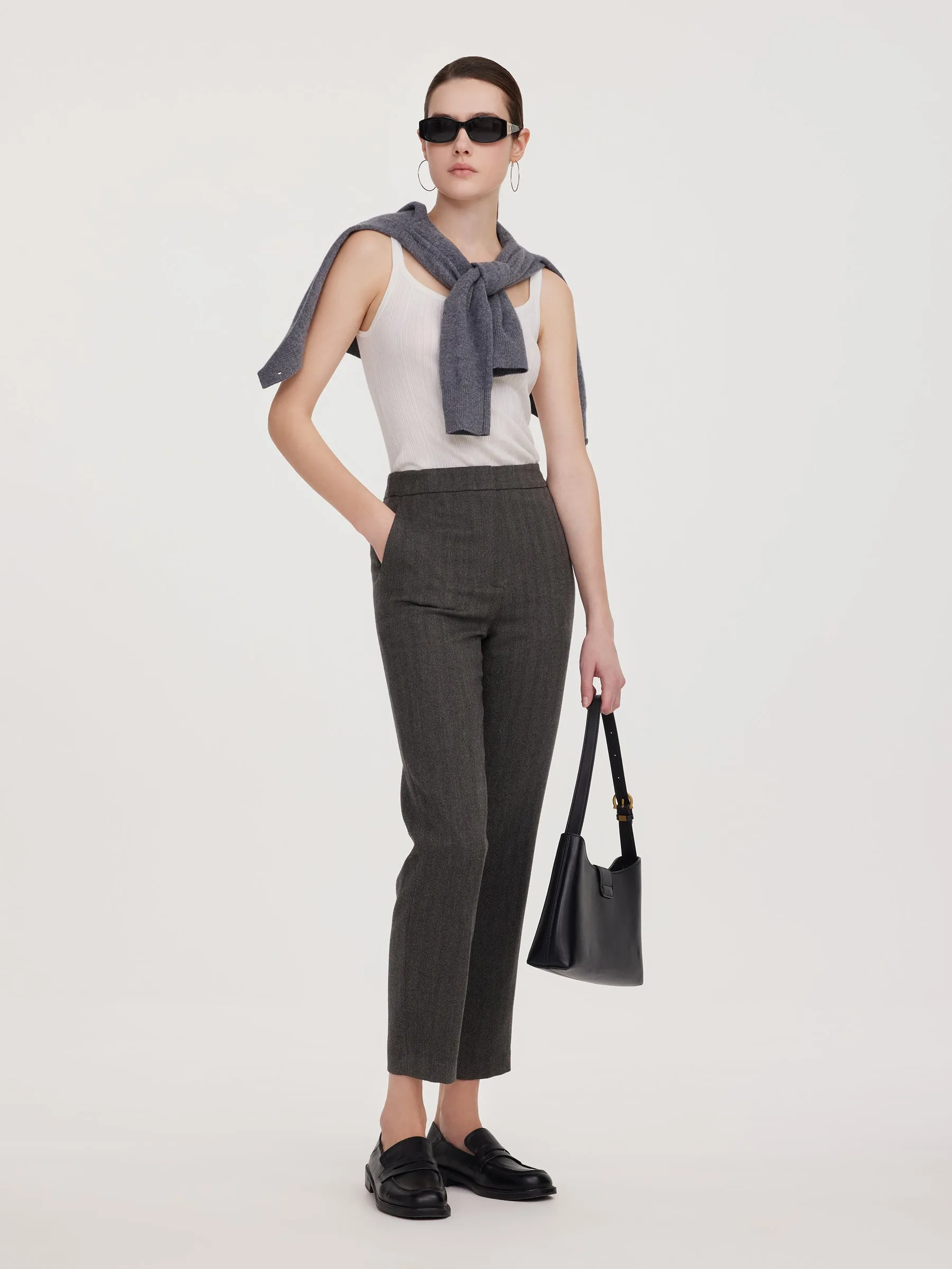 100% Washable Wool Women Tapered Pants sold by Goelia product image thumbnail 3