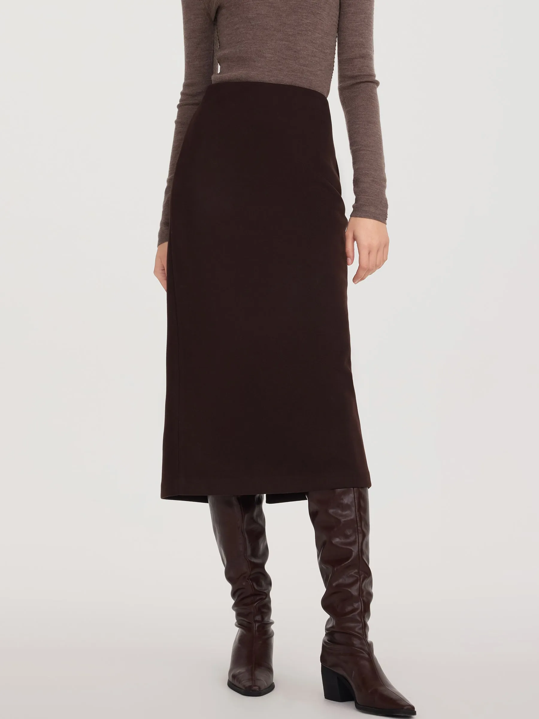 Back Slit Column Women Knit Skirt sold by Goelia