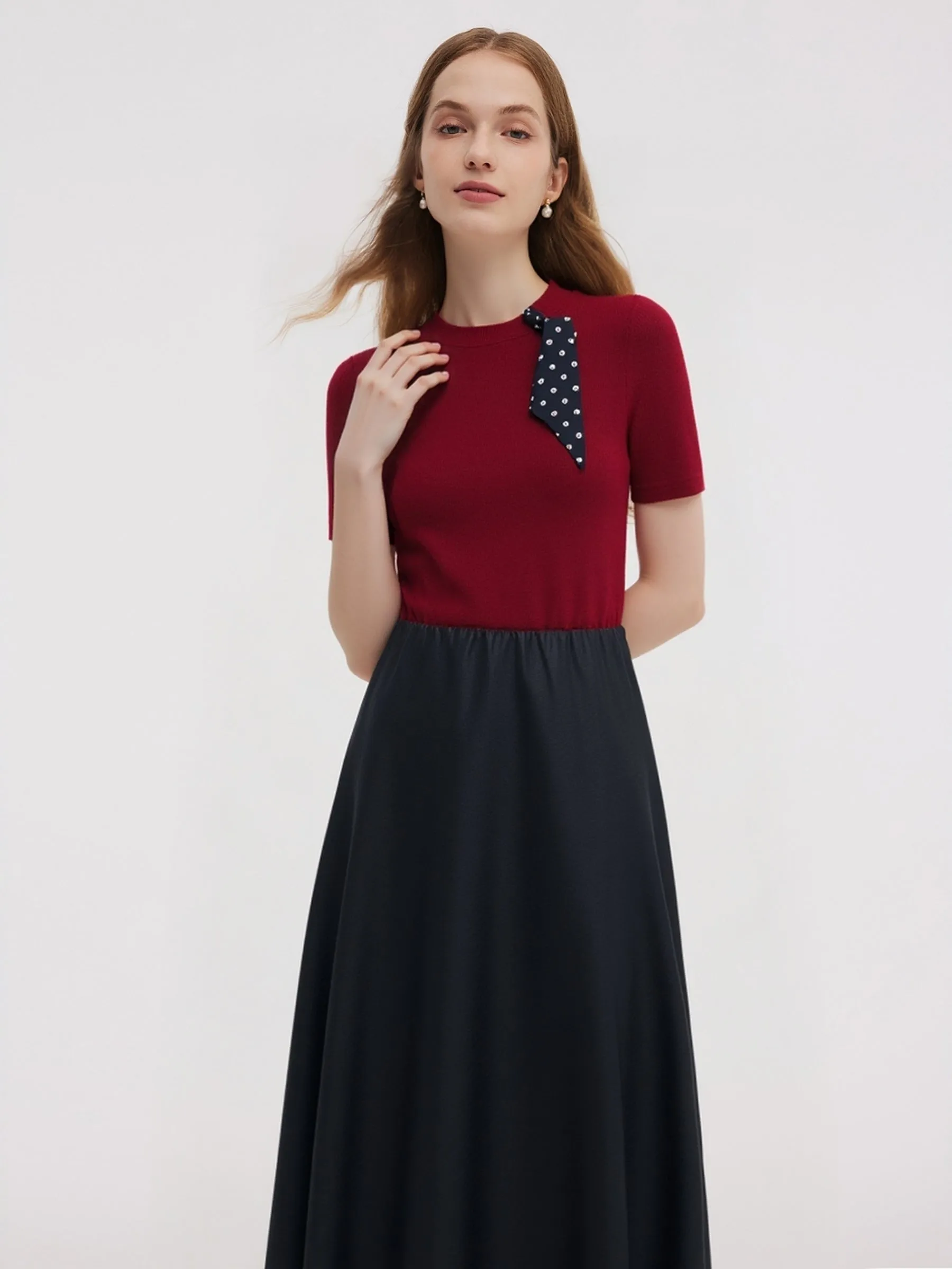 Tencel Blend Burgundy Women Knit Top sold by Goelia product image thumbnail 4