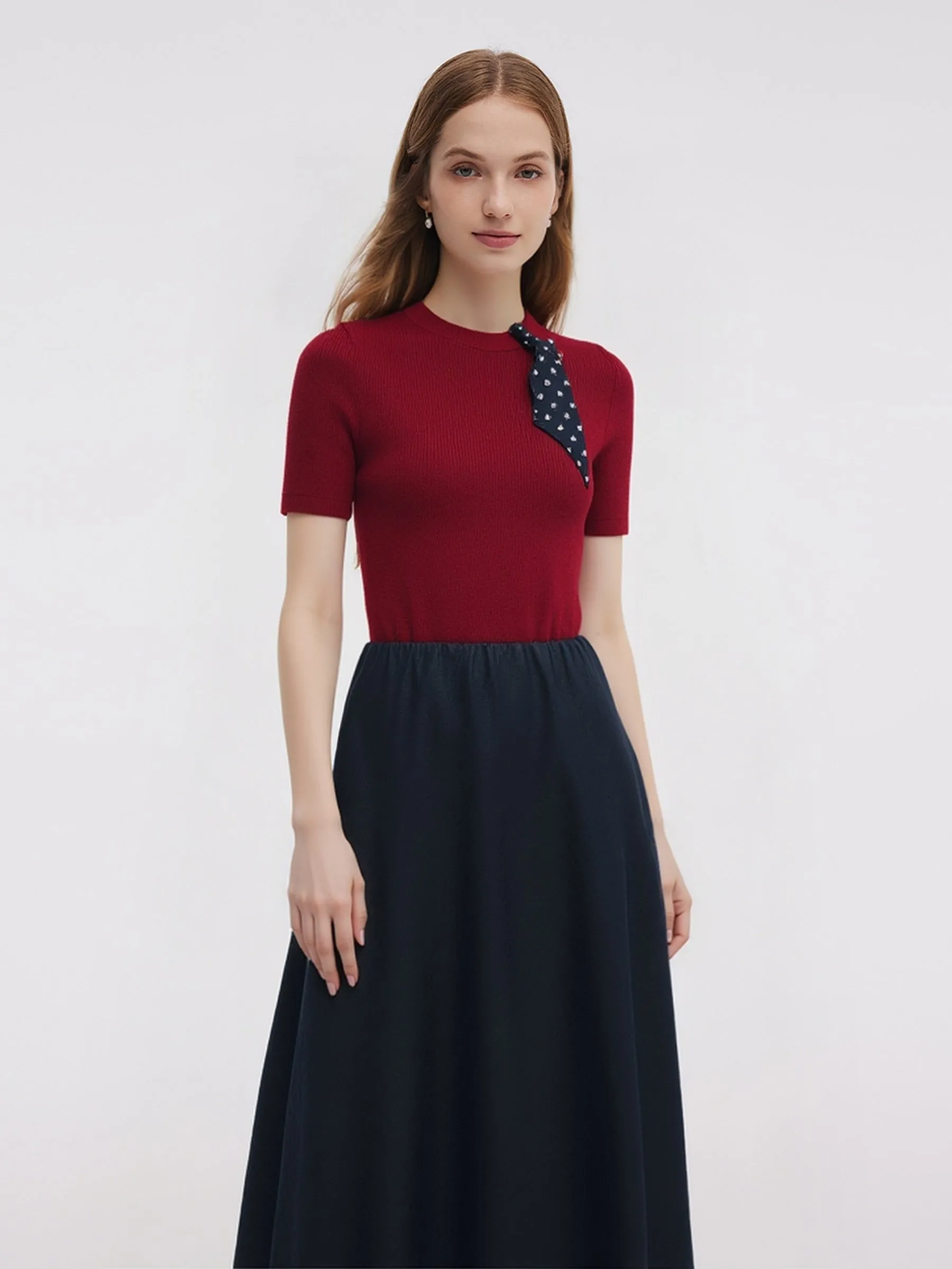 Tencel Blend Burgundy Women Knit Top sold by Goelia product image thumbnail 3