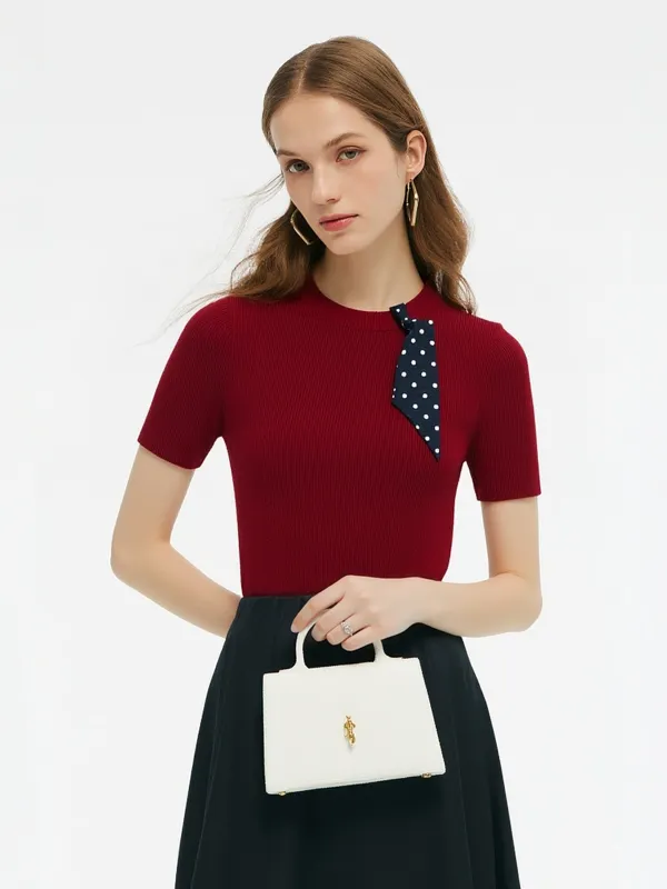 Tencel Blend Burgundy Women Knit Top sold by Goelia
