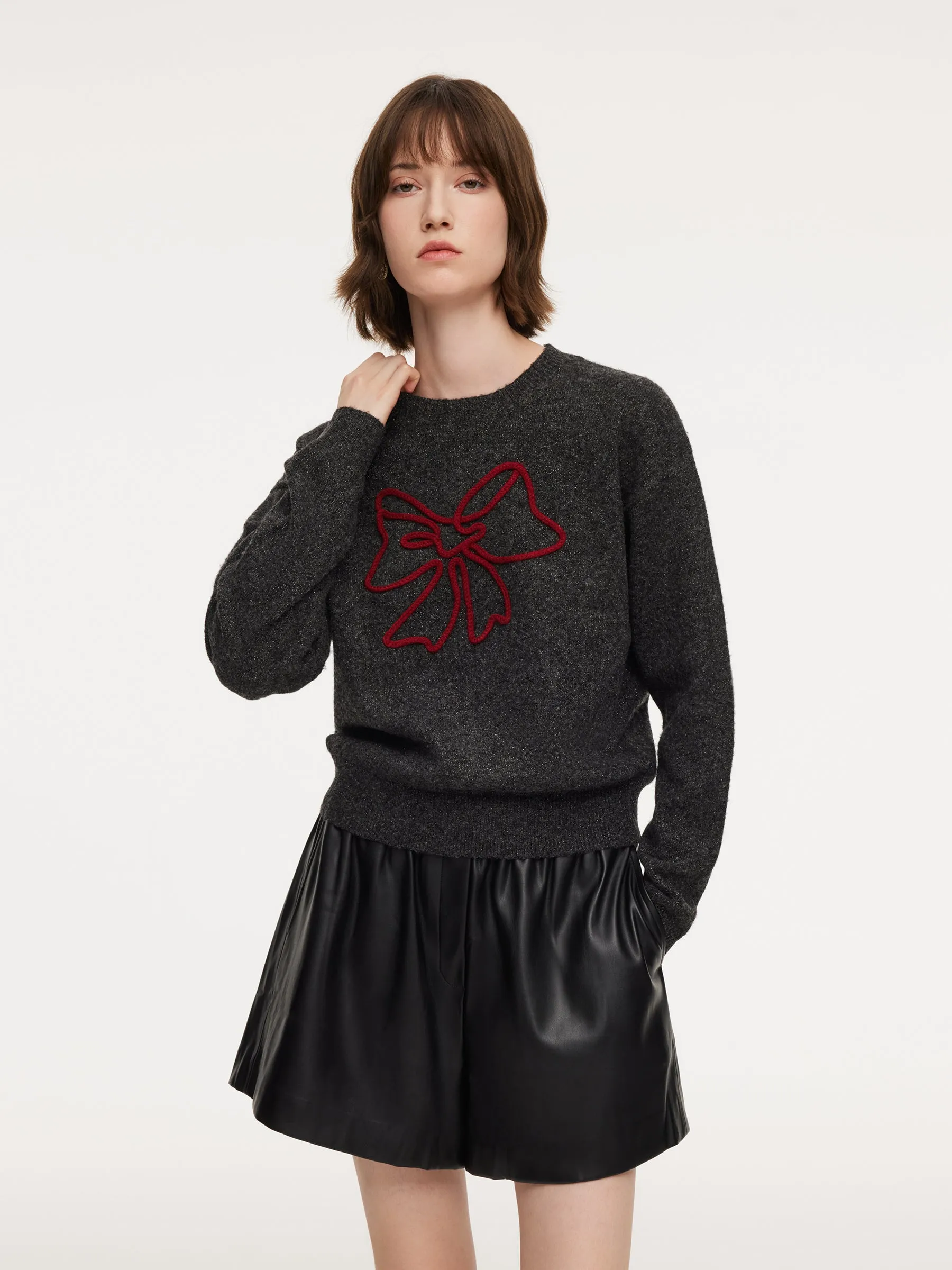 Bowknot Round Neck Women Sweater sold by Goelia product image thumbnail 2