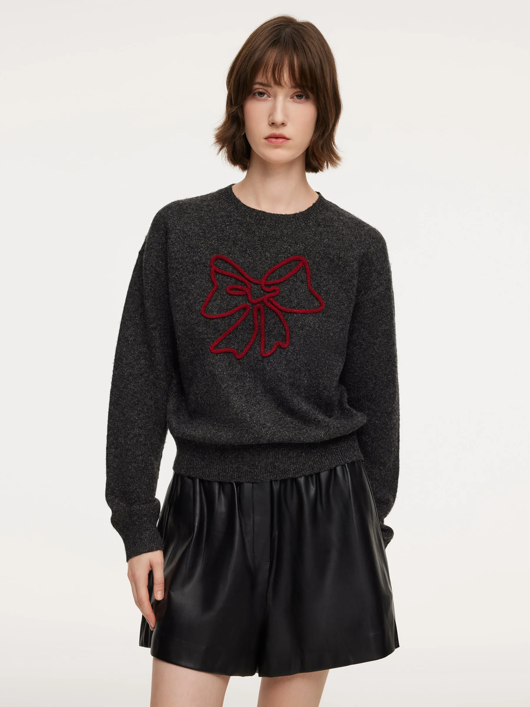 Bowknot Round Neck Women Sweater sold by Goelia