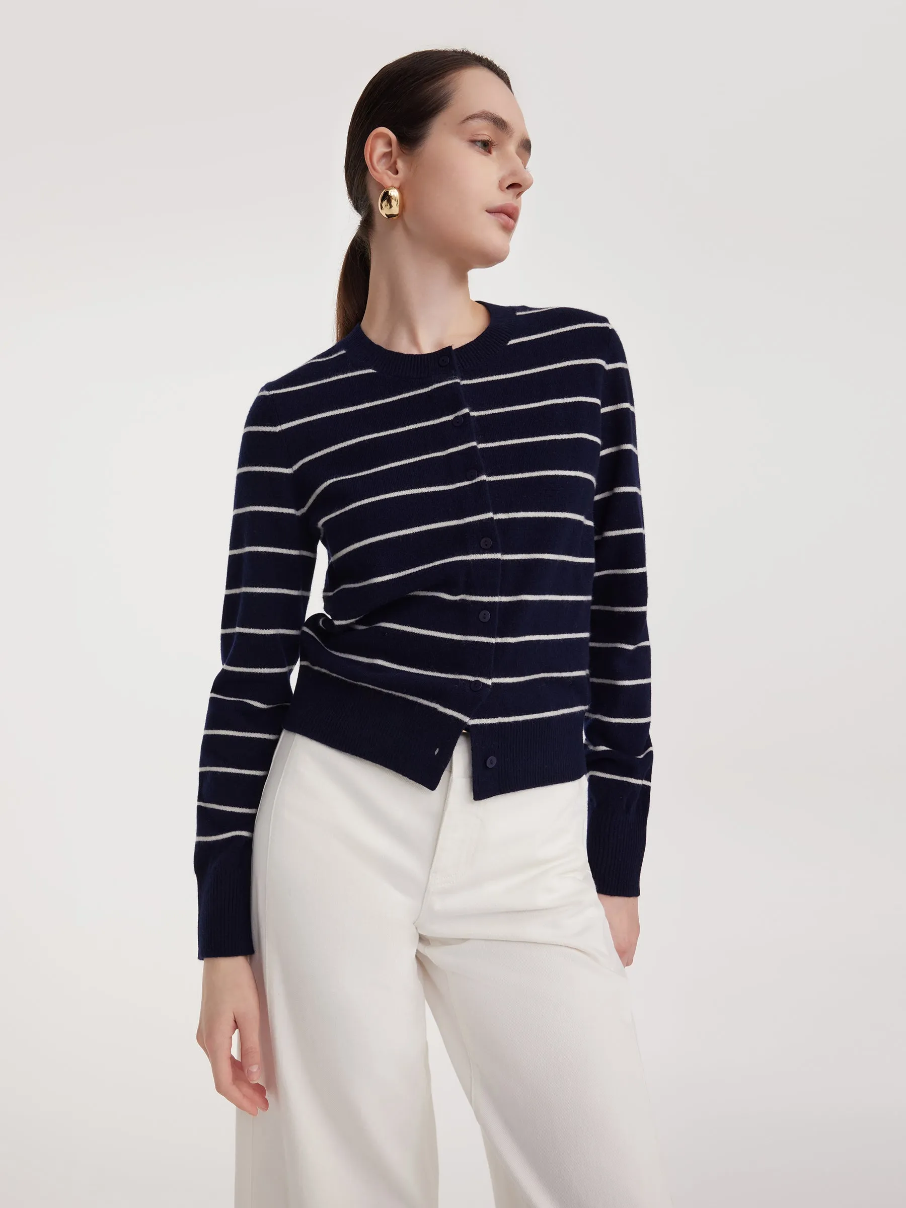 100% Wool Stripe Women Cardigan sold by Goelia product image thumbnail 4