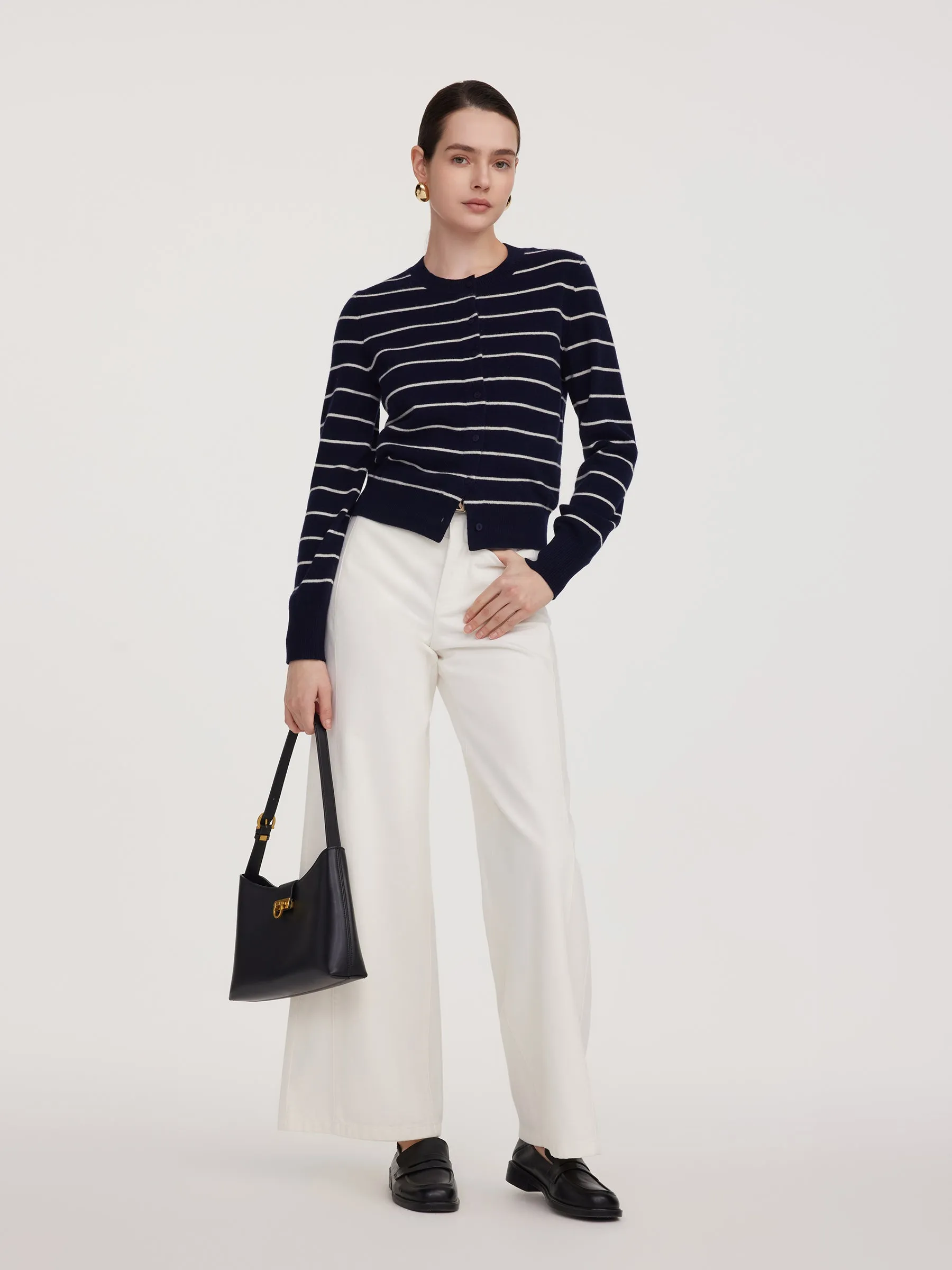 100% Wool Stripe Women Cardigan sold by Goelia product image thumbnail 2