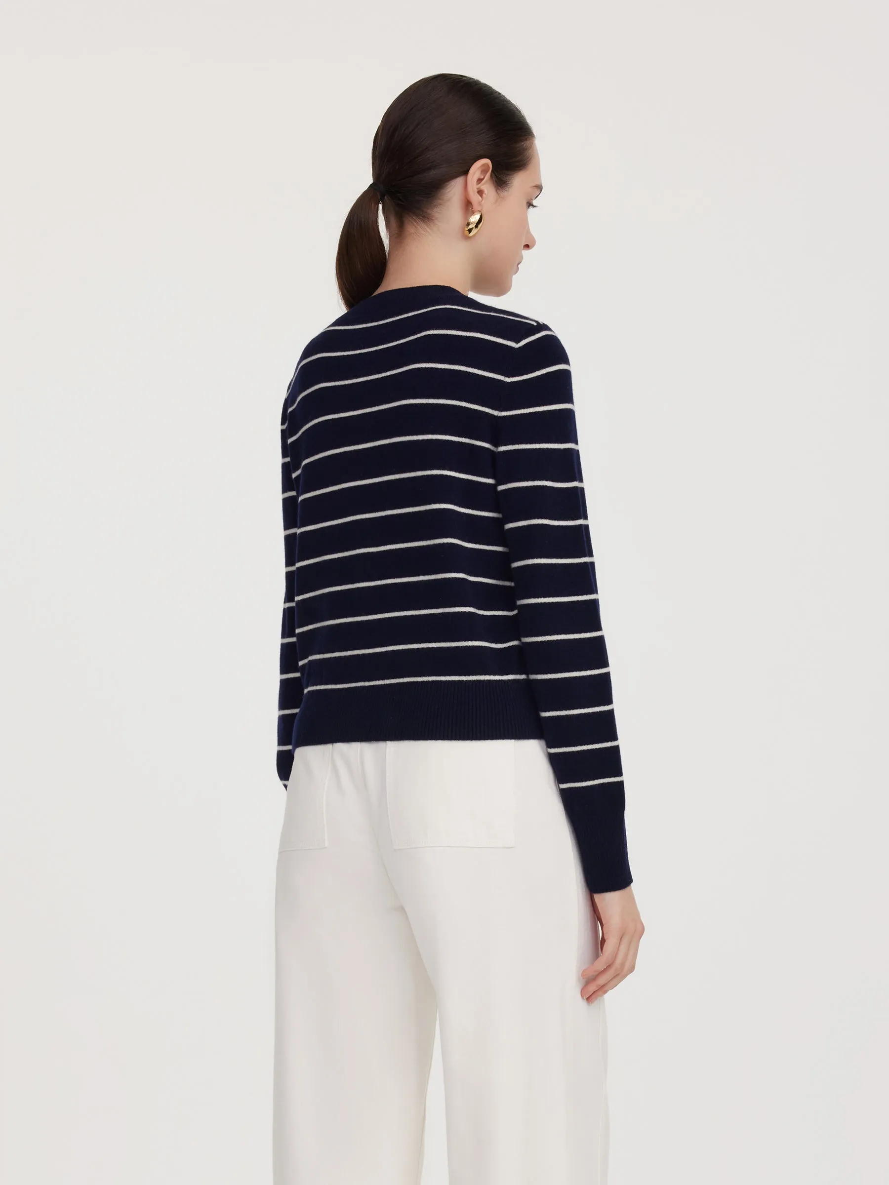 100% Wool Stripe Women Cardigan sold by Goelia product image thumbnail 3