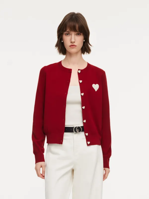Tencel Wool Blend Heart Print Women Cardigan sold by Goelia